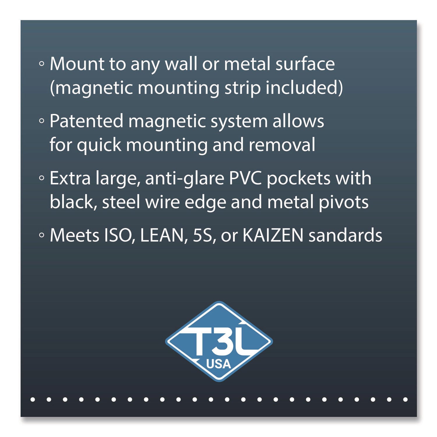 djois® by Tarifold PRO Series Magnetic Wall Reference System, 10 Panels with Black Borders, Black Base