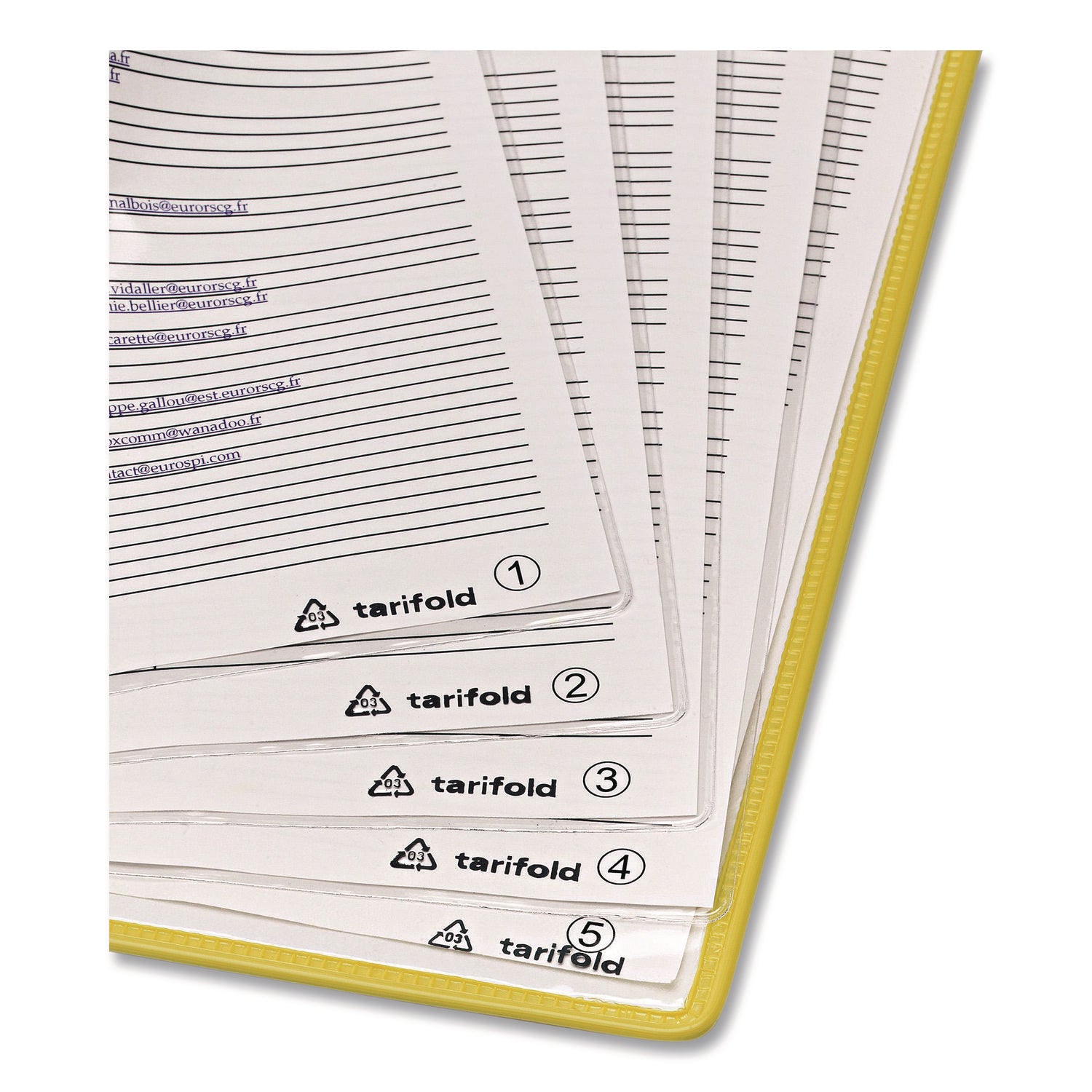 djois® by Tarifold Foldfive Pockets, 25 Sections, Clear Panel Assorted Color Border, 5/Pack