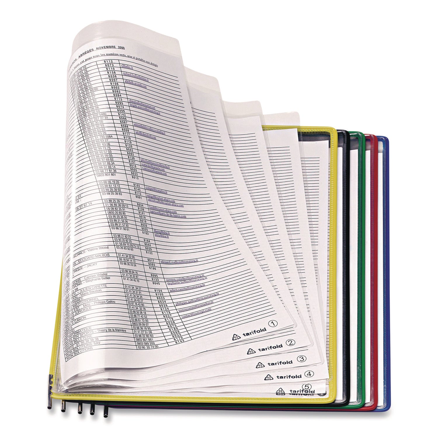 djois® by Tarifold Foldfive Pockets, 25 Sections, Clear Panel Assorted Color Border, 5/Pack