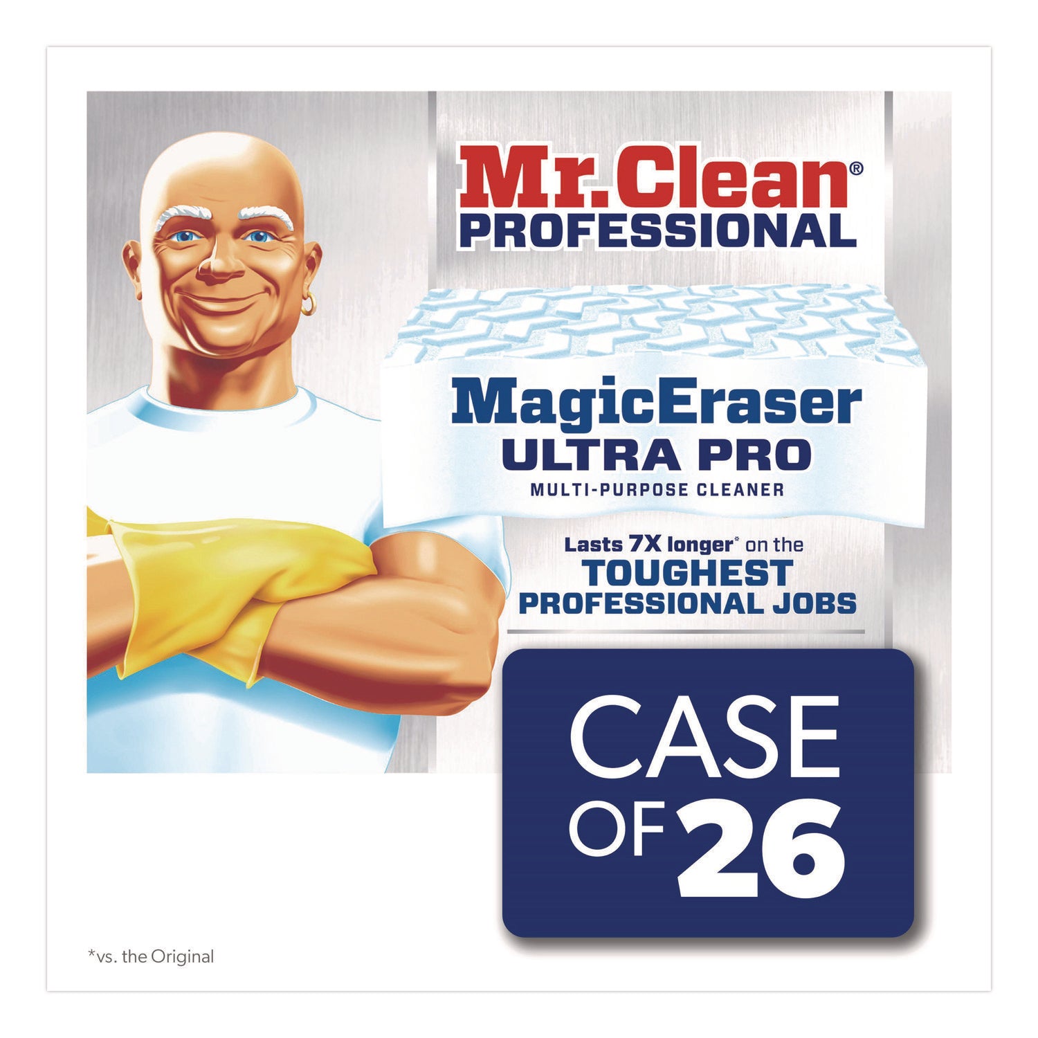 Mr. Clean® Professional Magic Eraser Ultra Pro Multi-Purpose Cleaner, 4.72 x 1.38 x 2.56 Thick, White, 26/Carton