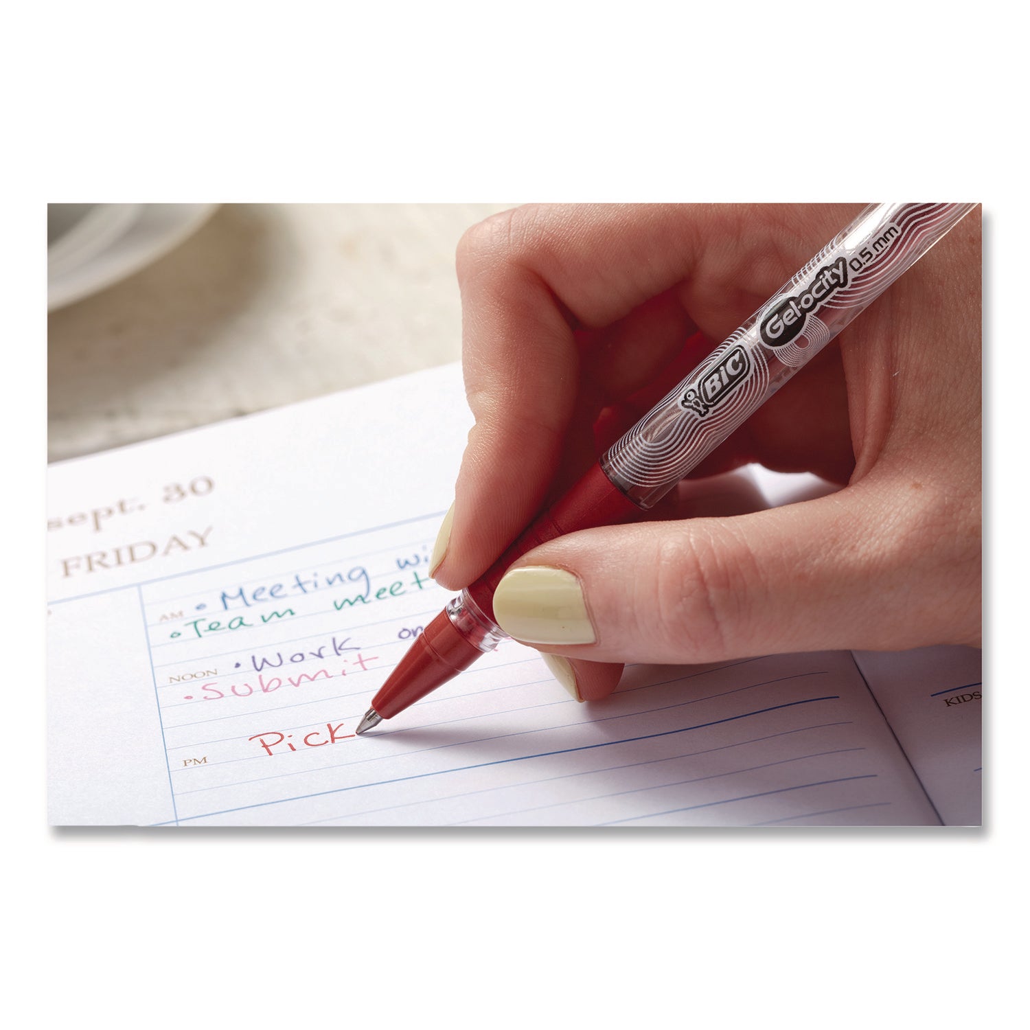 BIC® Gel-ocity STIC Gel Pen, Stick, Medium 0.7 mm, Randomly Selected Ink and Barrel Color Assortment, 14/Pack