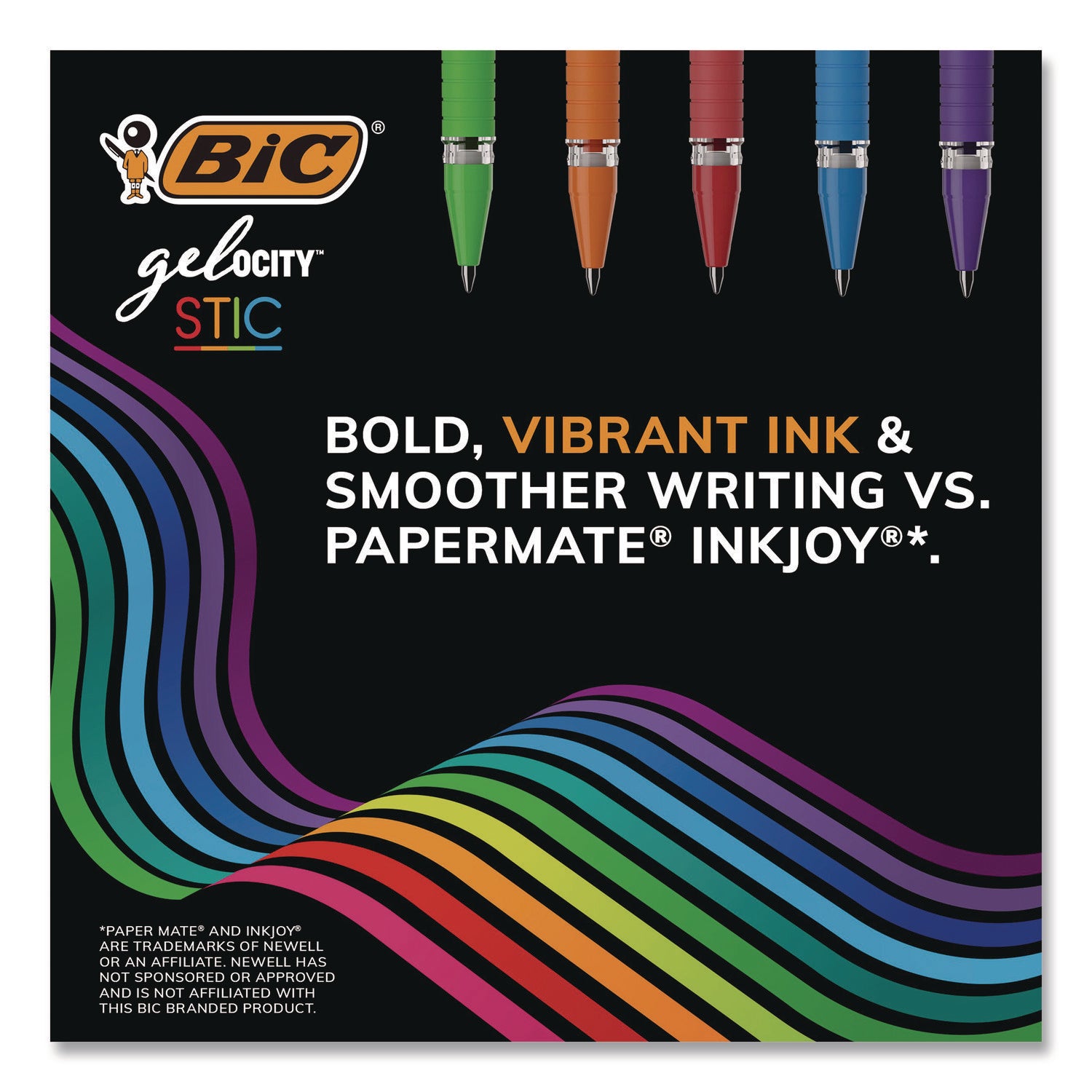 BIC® Gel-ocity STIC Gel Pen, Stick, Medium 0.7 mm, Randomly Selected Ink and Barrel Color Assortment, 14/Pack