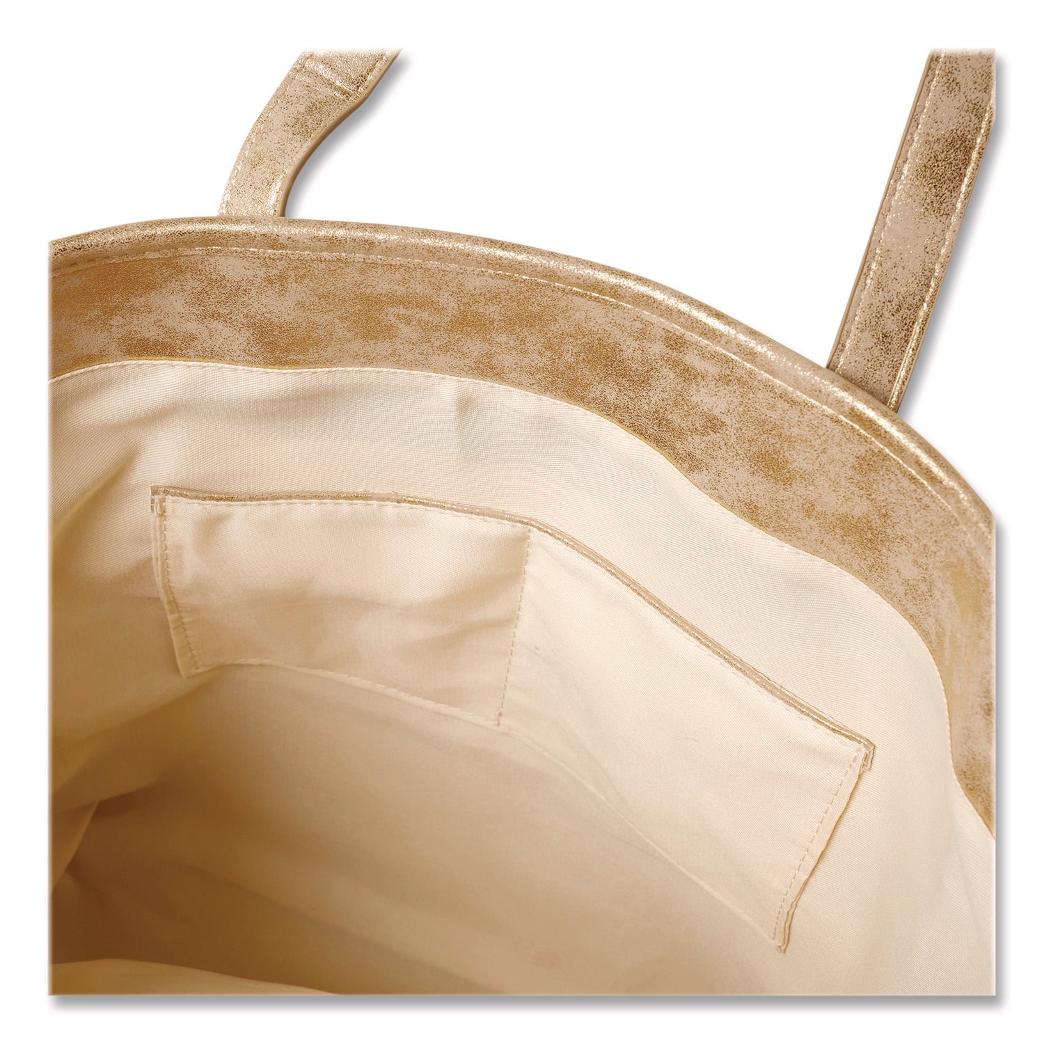 Martha Stewart Deluxe Tote Bag, Large, Accommodates Laptops Up to 13", 14.25" x 4" x 16.25", Beige/Gold