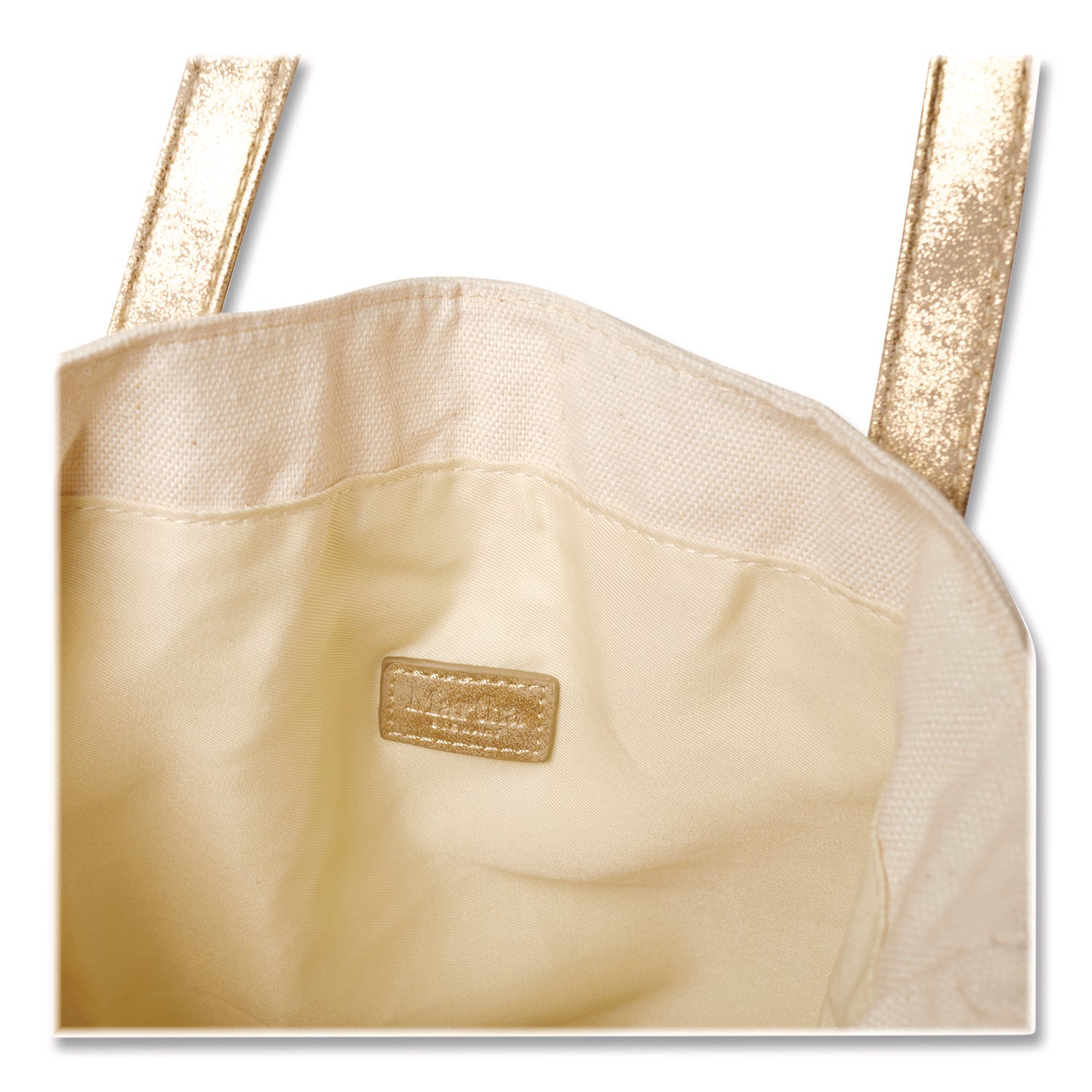 Martha Stewart Deluxe Tote Bag, Large, Accommodates Laptops Up to 13", 14.25" x 4" x 16.25", Beige/Gold