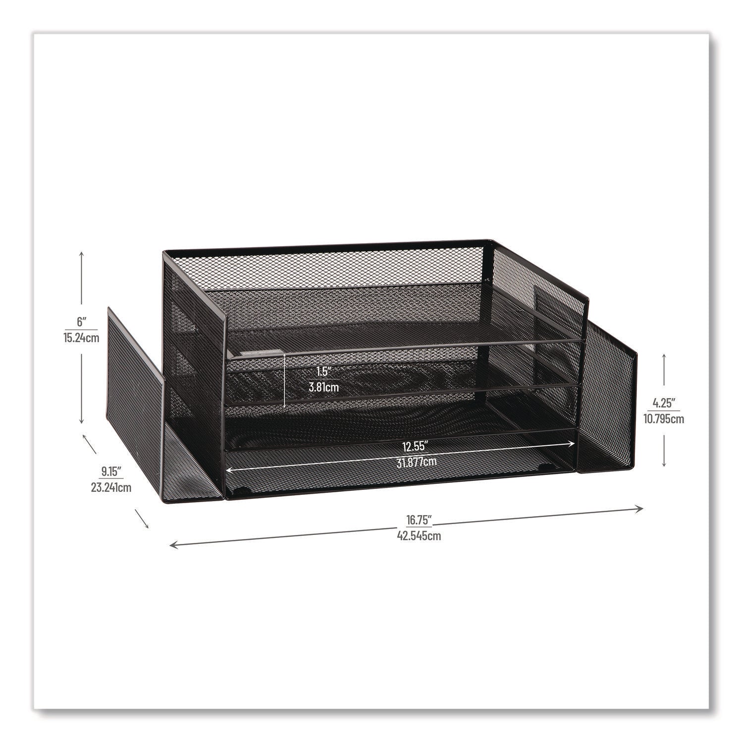 Mind Reader Metal Mesh Desktop Organizer Letter Tray, 6 Sections, Letter Size, 9.15 x 16.75 x 6, Black