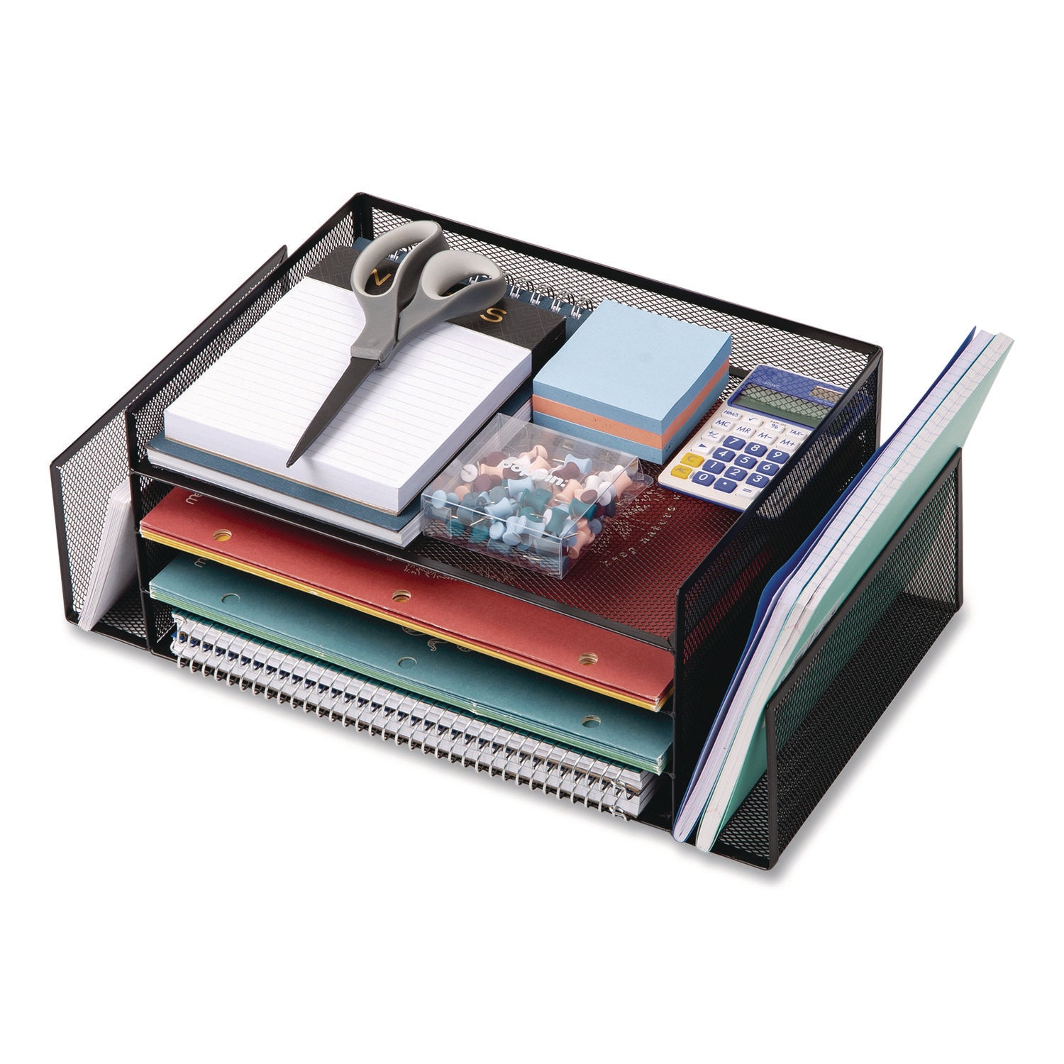 Mind Reader Metal Mesh Desktop Organizer Letter Tray, 6 Sections, Letter Size, 9.15 x 16.75 x 6, Black