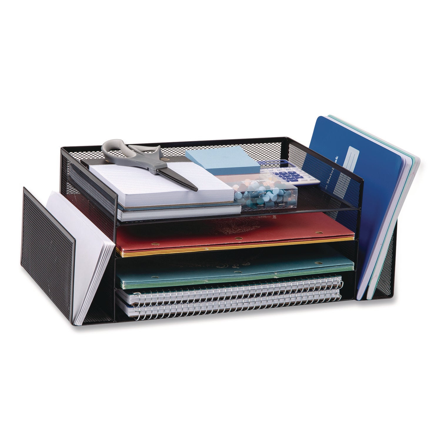 Mind Reader Metal Mesh Desktop Organizer Letter Tray, 6 Sections, Letter Size, 9.15 x 16.75 x 6, Black