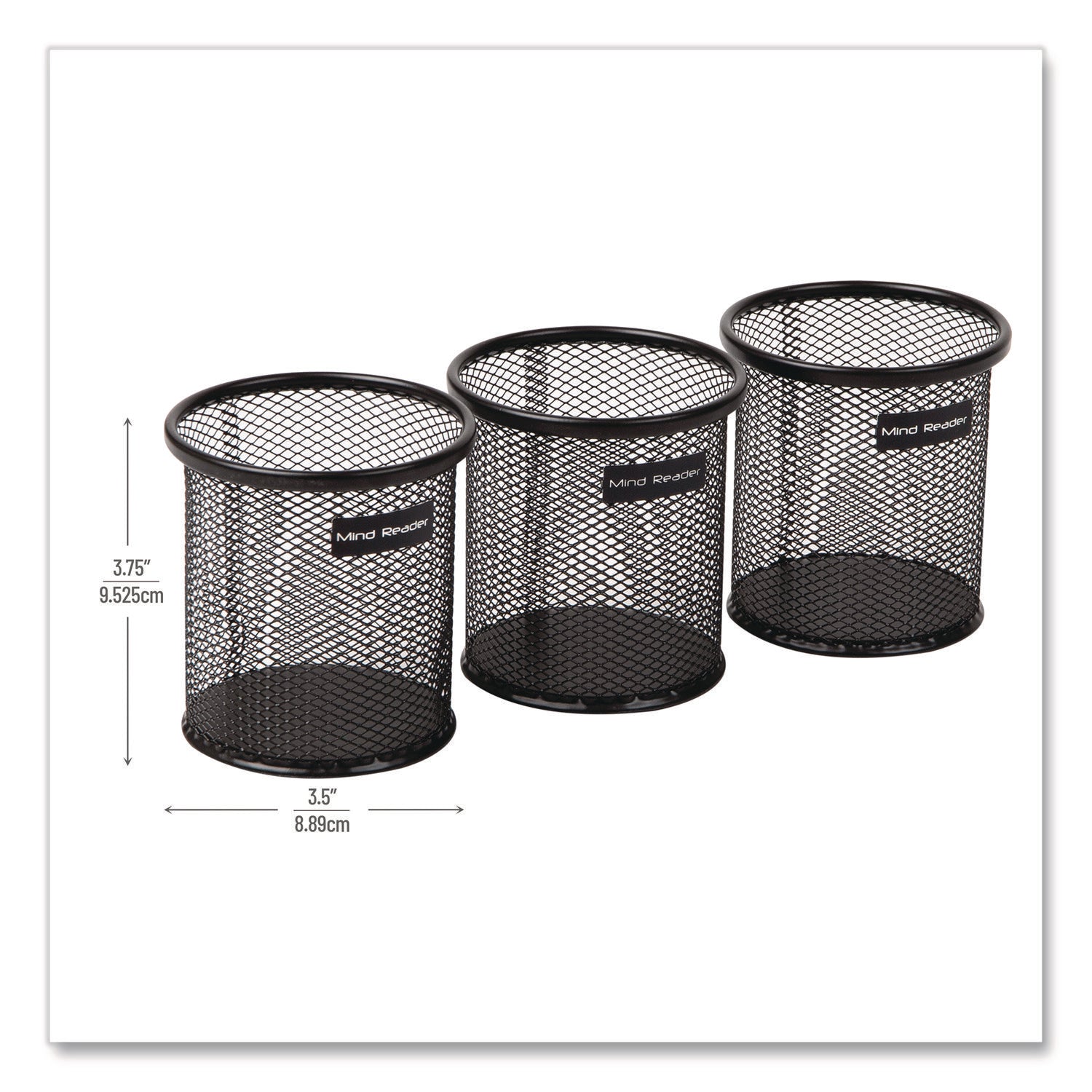 Mind Reader Metal Mesh Utensil Holder, 3.5" dia x 3.7"h, Black, 3/Pack