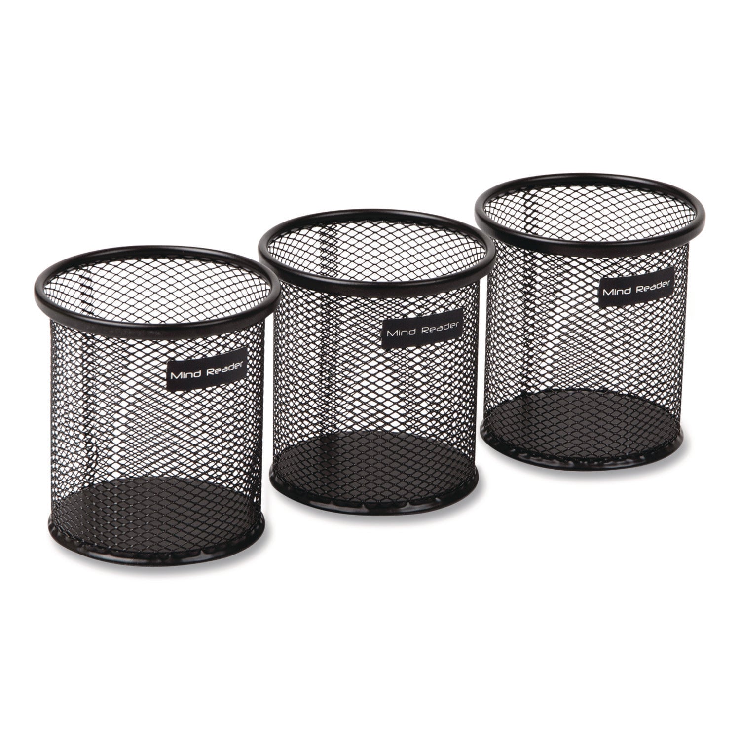 Mind Reader Metal Mesh Utensil Holder, 3.5" dia x 3.7"h, Black, 3/Pack