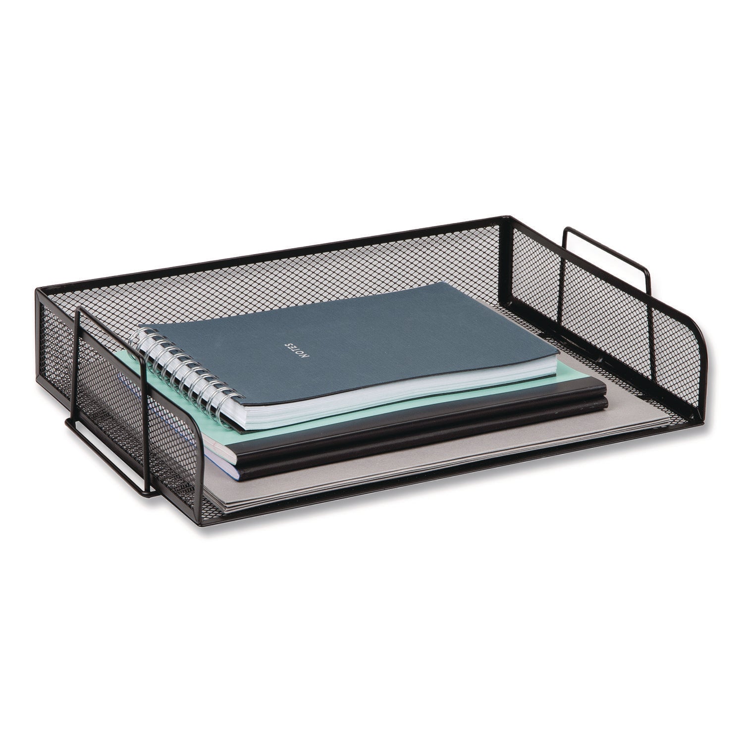 Mind Reader Stackable Paper Desk Tray Organizer, Letter Size, 9.75 x 14 x 3.25, Black, 4/Pack