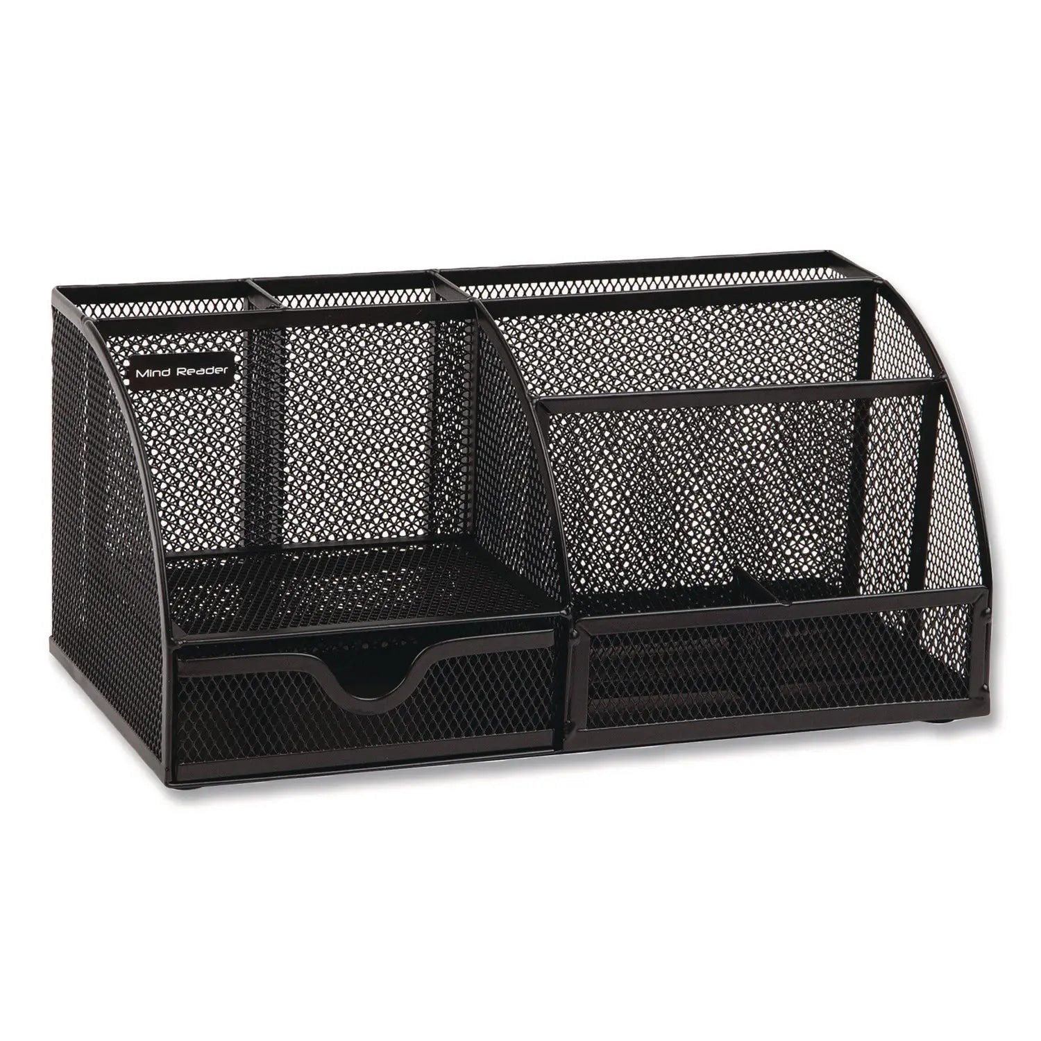Mind Reader 7-Compartment Metal Desk Organizer 11 x 5.5 x 5 Black Metal Mesh Mind Reader Flipcost