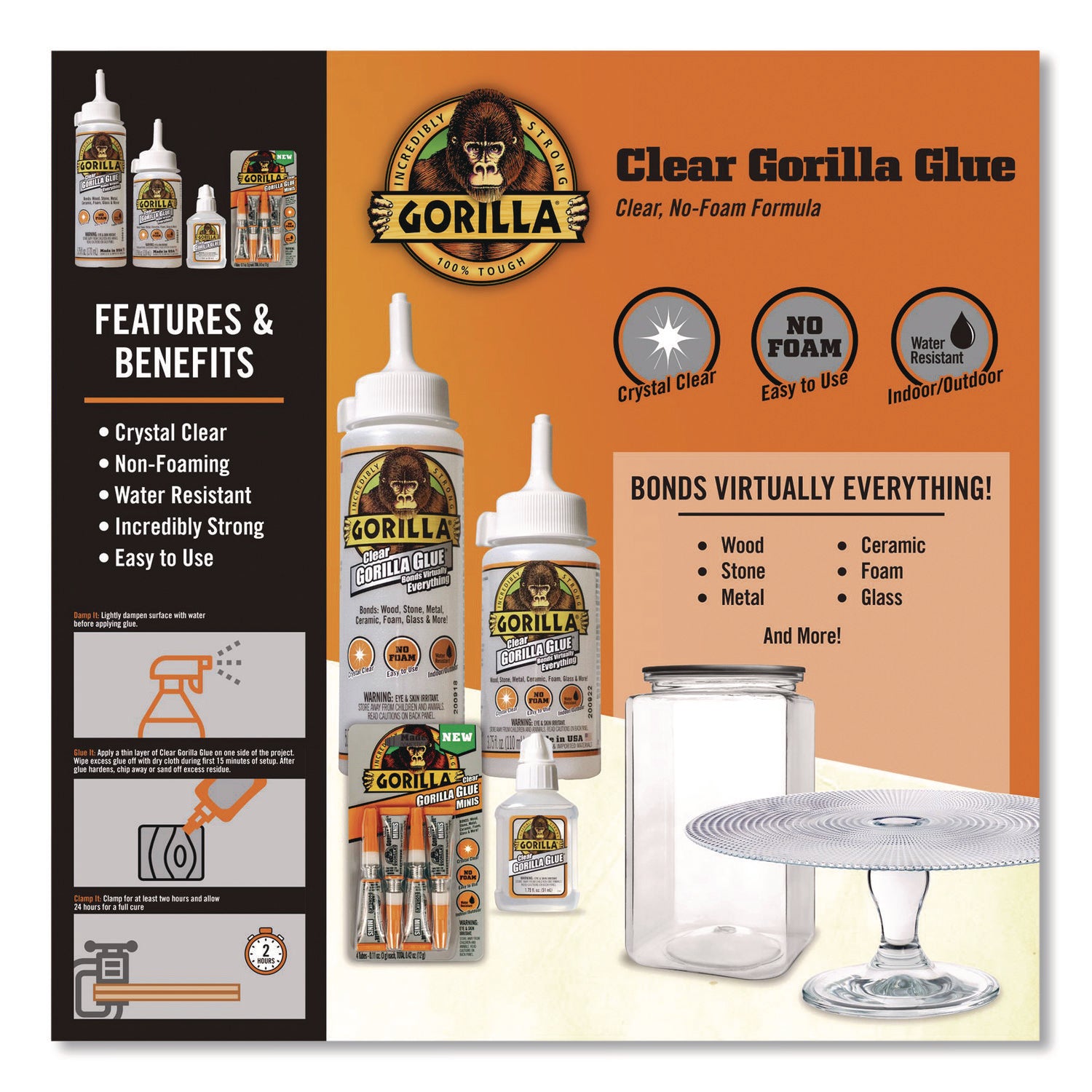 Gorilla® Clear Gorilla Glue, 5.75 oz, Dries Clear
