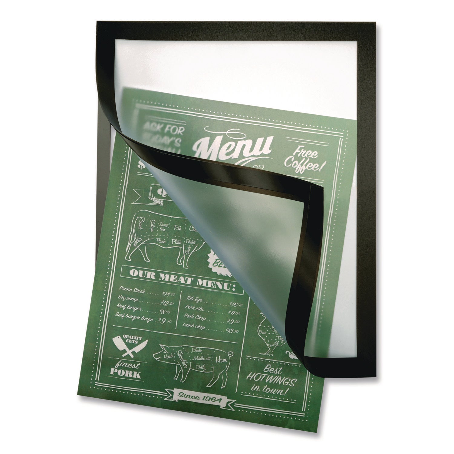 Global Printed Products Indoor Window Sign Holder, 8.5 x 11 Insert, Black Frame, 5/Pack