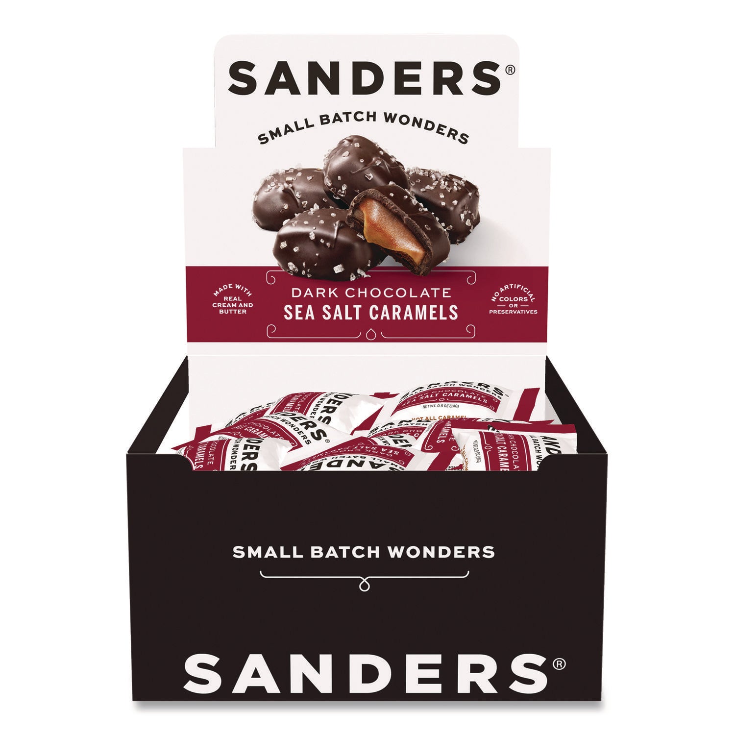 Sanders® Small Batch Wonders Snack Size Dark Chocolate Sea Salt Caramels, 0.5 oz Individually Wrapped, 48/Box