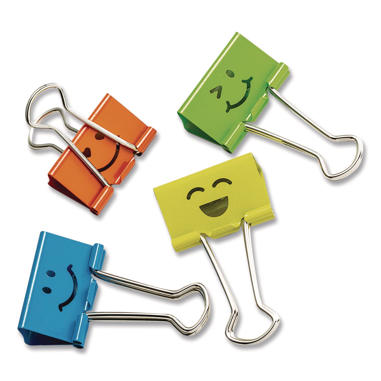 Officemate Smiling Face Binder Clips, Medium, Assorted Colors, 36/Pack