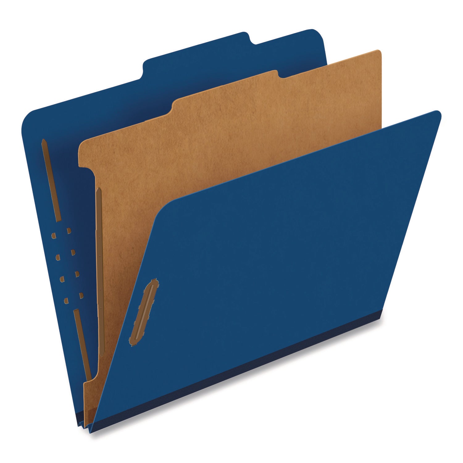 Pendaflex® Colored Pressboard Top Tab Classification Folders, 1.75" Expansion, 1 Divider, 4 Fasteners, Letter Size, Dark Blue, 10/Box
