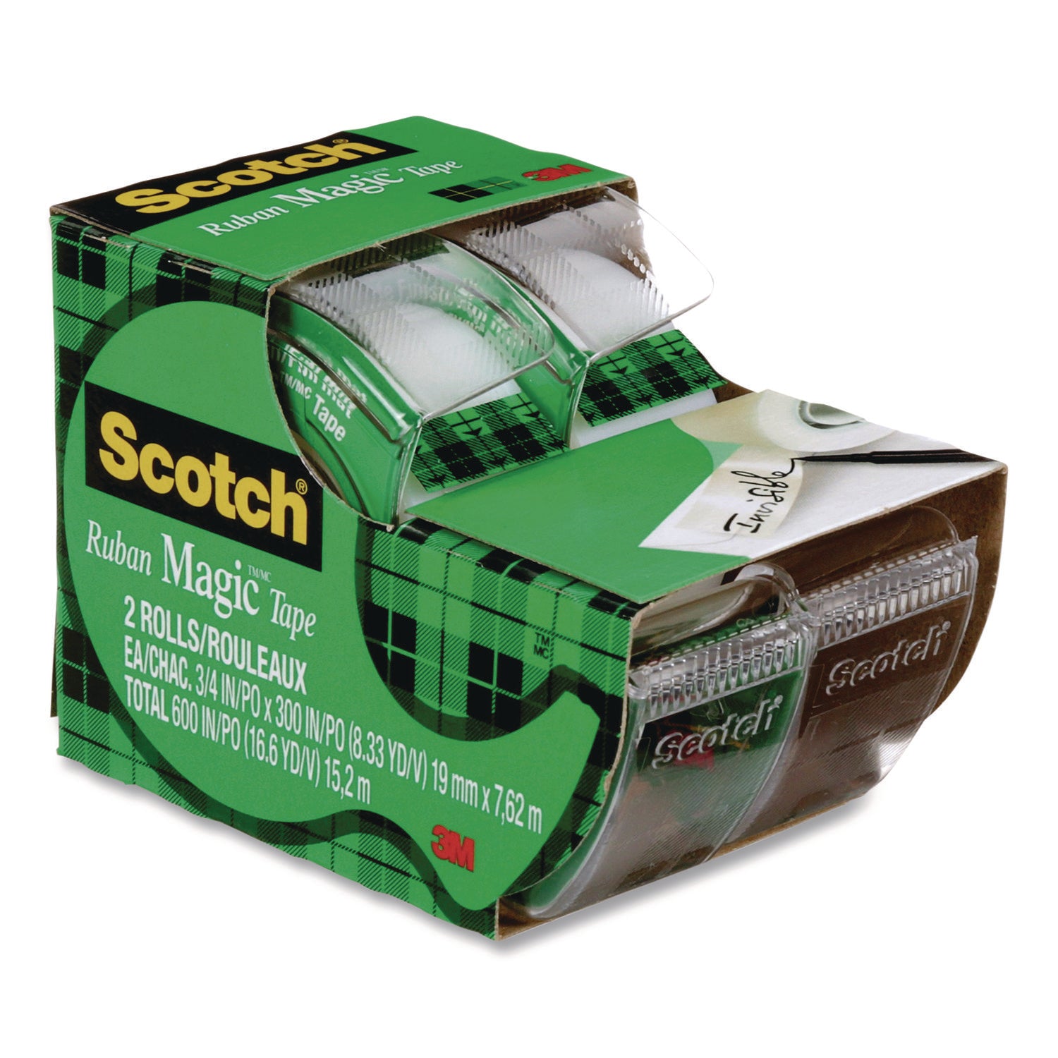 Scotch® Magic Tape in Handheld Dispenser, 1" Core, 0.75" x 24.9 ft., Clear, 2/Pack
