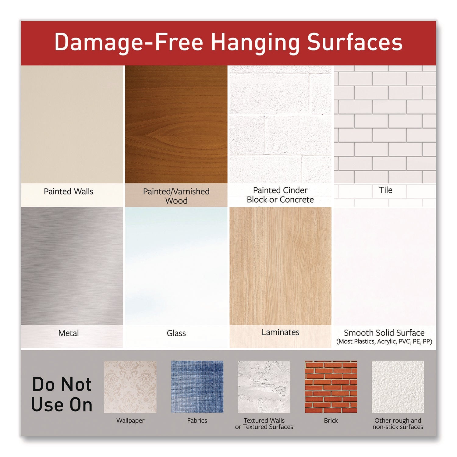 Command™ General Purpose Hooks, Large, Plastic, White, 5 lb Capacity, 12 Hooks and 18 Strips/Pack