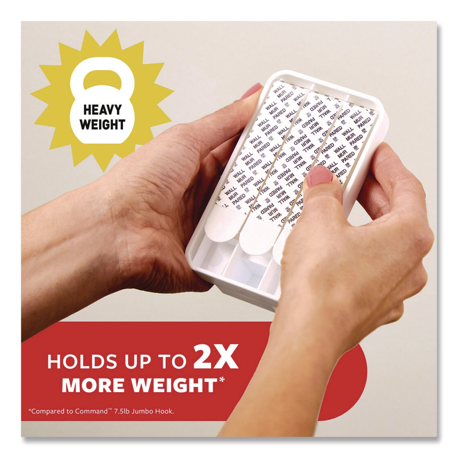 Command™ X-Large Utility Hooks, Plastic, White, 15 lb Capacity, 1 Hook and 4 Strips