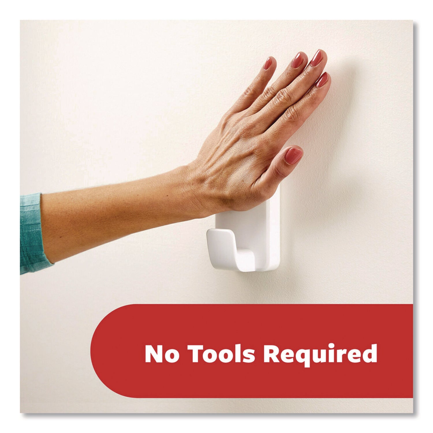 Command™ X-Large Utility Hooks, Plastic, White, 15 lb Capacity, 1 Hook and 4 Strips