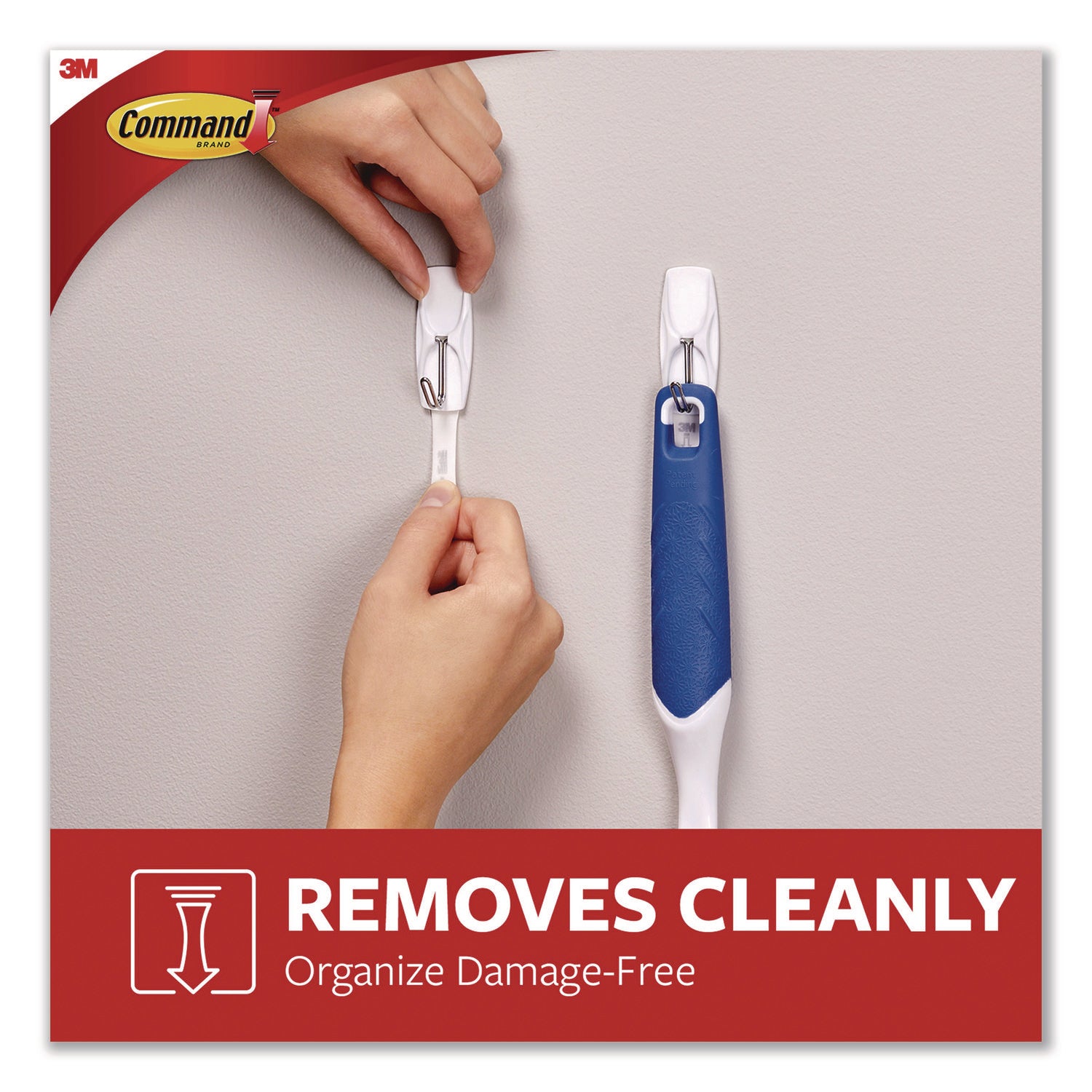 Command™ General Purpose Wire Hooks, Medium, Metal, White, 2 lb Capacity, 16 Hooks and 20 Strips/Pack