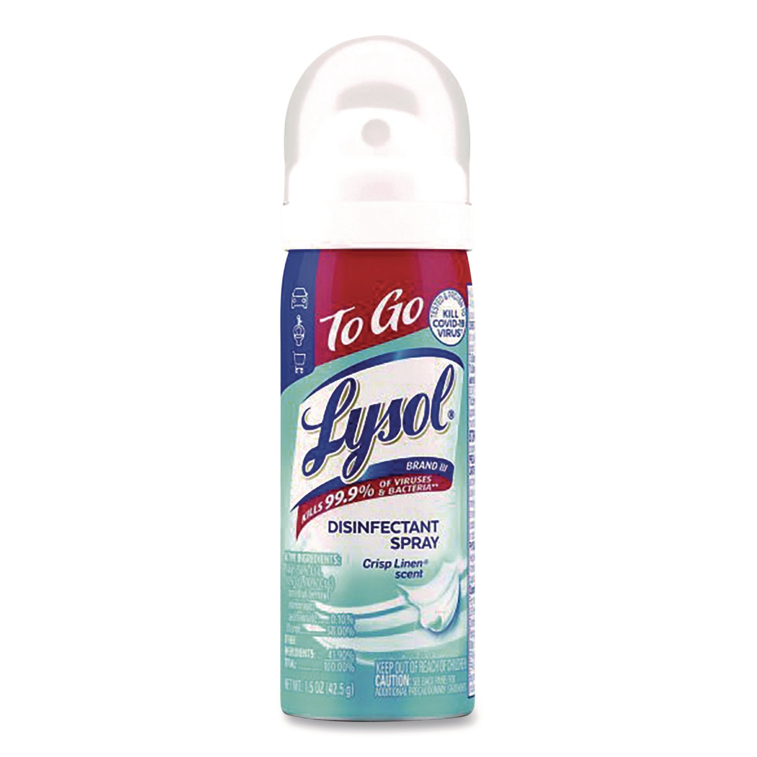 LYSOL® Brand Disinfectant Spray To Go, Crisp Linen Scent, 1.5 oz, Aerosol Spray