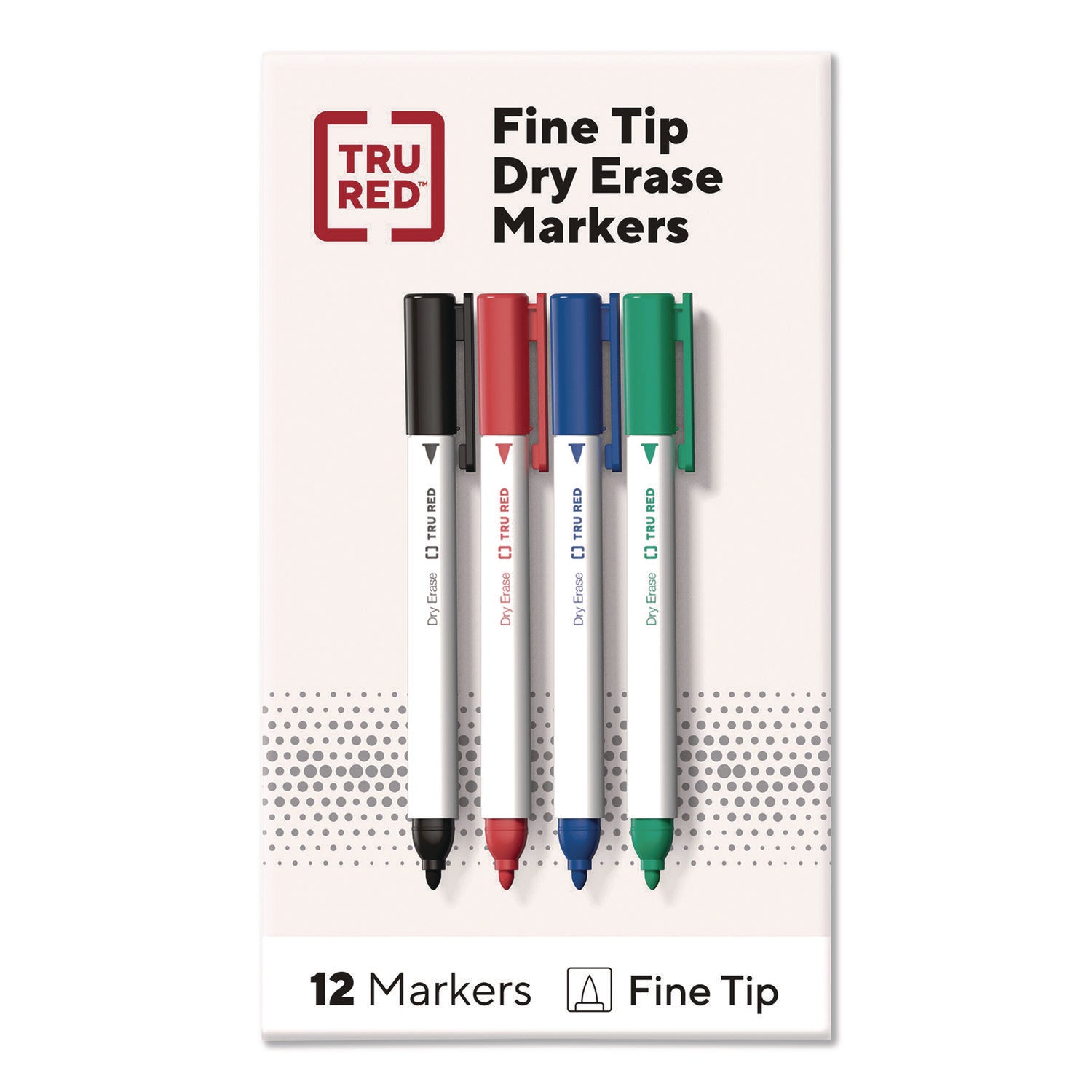 TRU RED™ Pen Dry Erase Markers, Bullet Fine Tip, Assorted Colors, 12/Pack