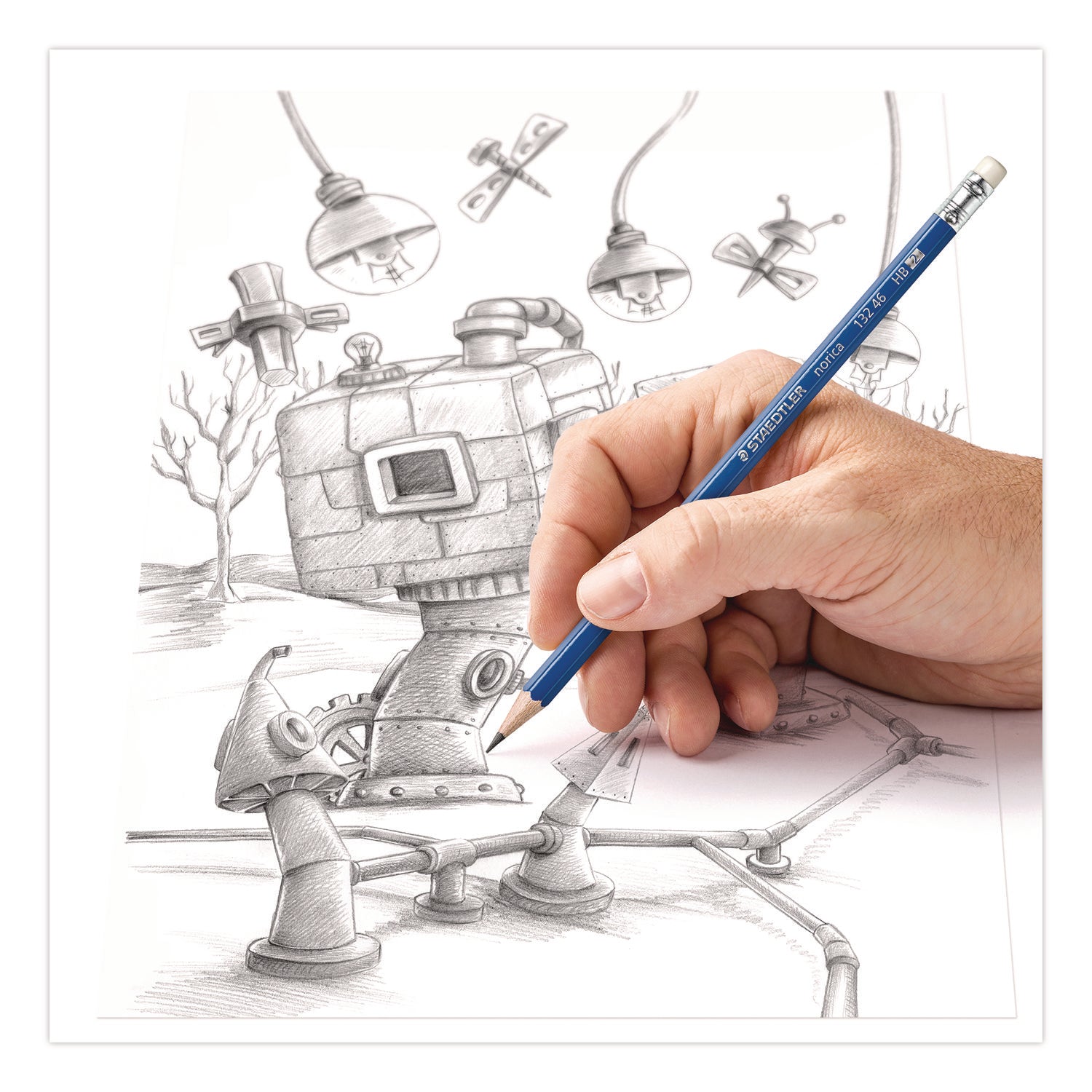 Staedtler® Pre-Sharpened Wooden Pencils with (20) Block Erasers, HB #2 Black Lead, Blue Barrel, 250/Pack