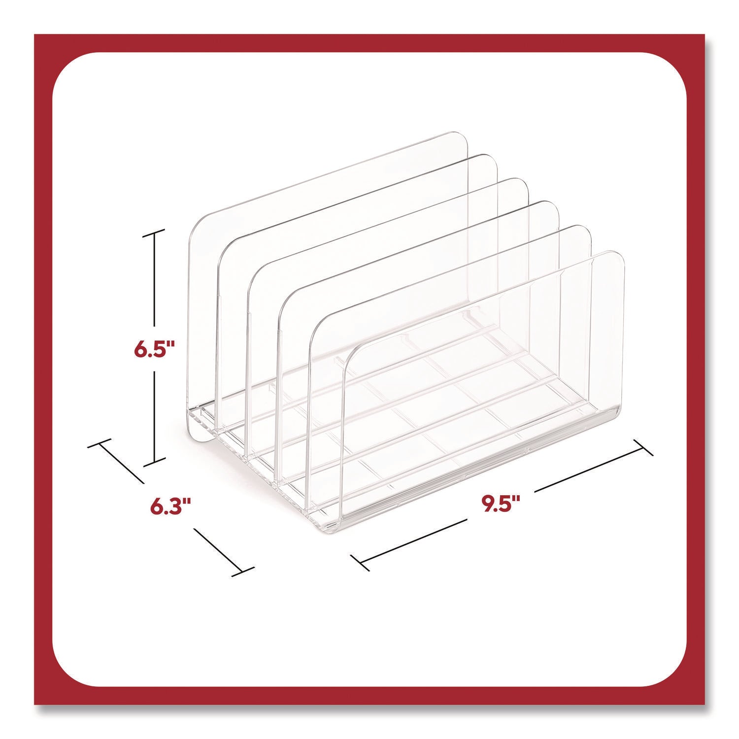 TRU RED™ 5-Compartment Plastic Incline Sorter, 8.5 x 11 Size, 6.26 x 9.49 x 6.5, Clear