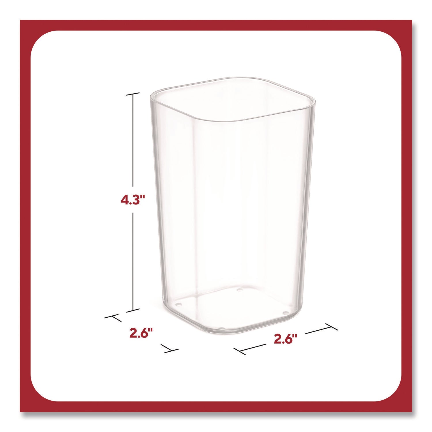 TRU RED™ Stackable Plastic Pencil Cup, 2.61 x 2.61 x 4.3, Clear