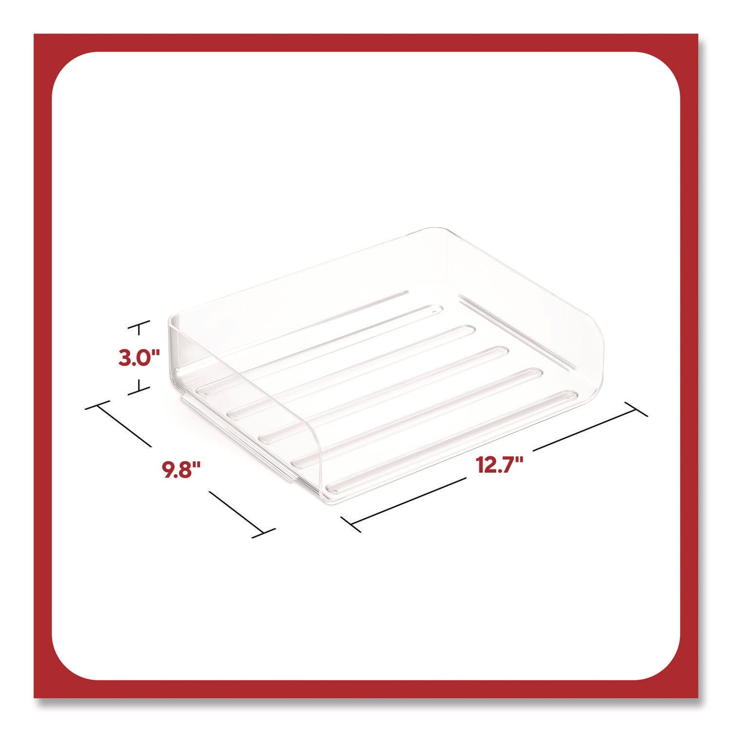 TRU RED™ Clear Side Load Stackable Plastic Letter Tray, Letter Size, 9.72 x 12.63 x 3.01
