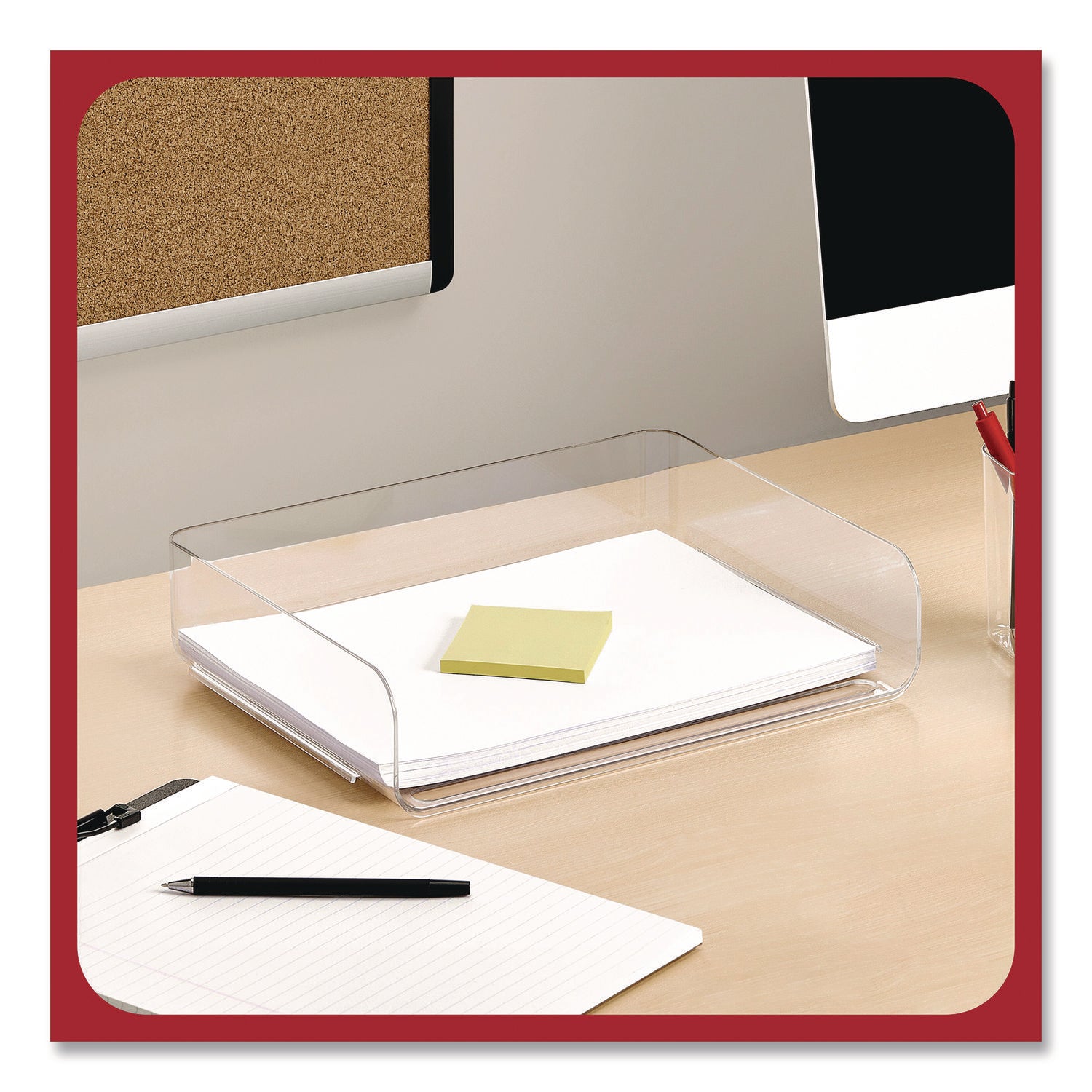 TRU RED™ Clear Side Load Stackable Plastic Letter Tray, Letter Size, 9.72 x 12.63 x 3.01