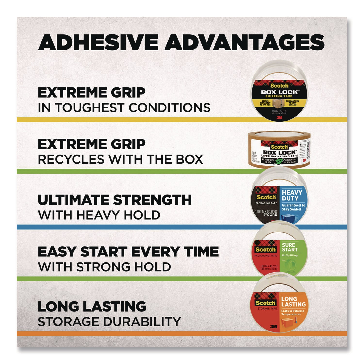 Scotch® 3850 Heavy-Duty Packaging Tape, 3" Core, 1.88" x 43.7 yd, Clear, 6/Pack