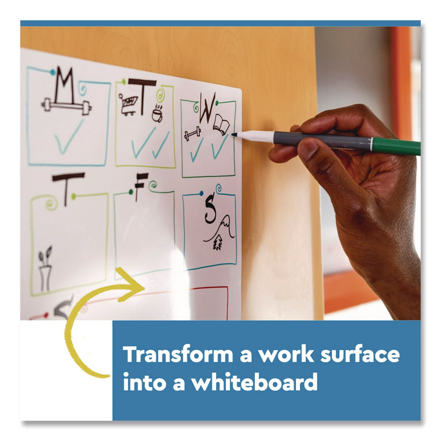 Post-it® Easy-Erase Whiteboard Sheets, Plastic Surface, 9.1 x 9.1, White, 2/Pack