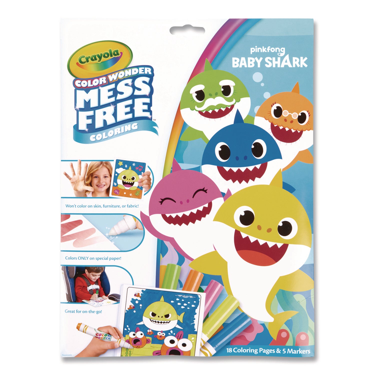 Crayola® Pinkfong Baby Shark Color Wonder Kit, (18) Coloring Pages, (5) Baby Shark Collection Markers