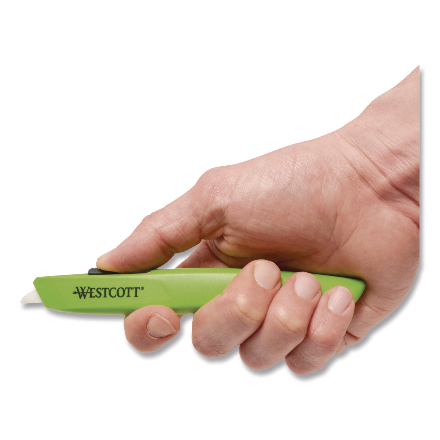 Westcott® Full-Size Safety Cutter, ABS Handle, Green, 12/Pack