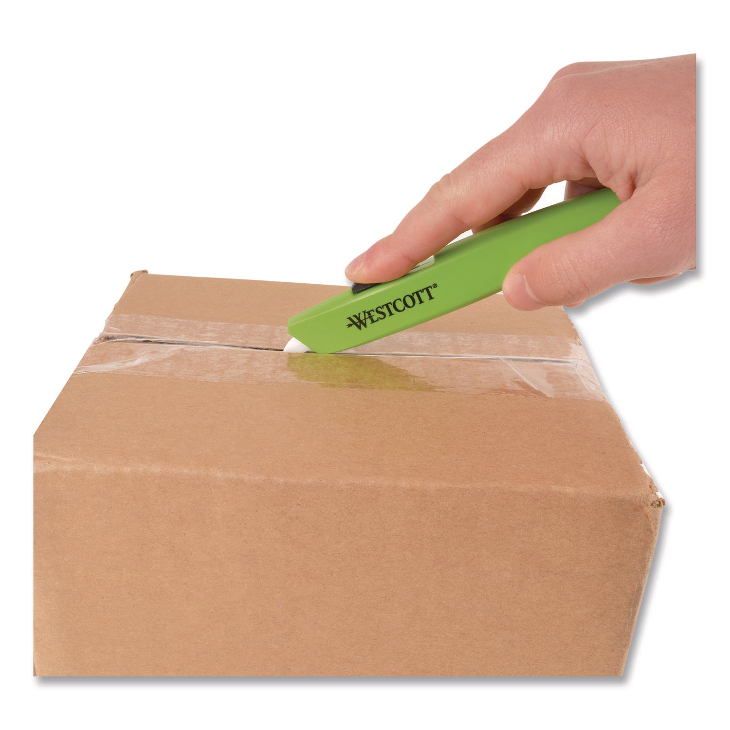 Westcott® Full-Size Safety Cutter, ABS Handle, Green, 12/Pack