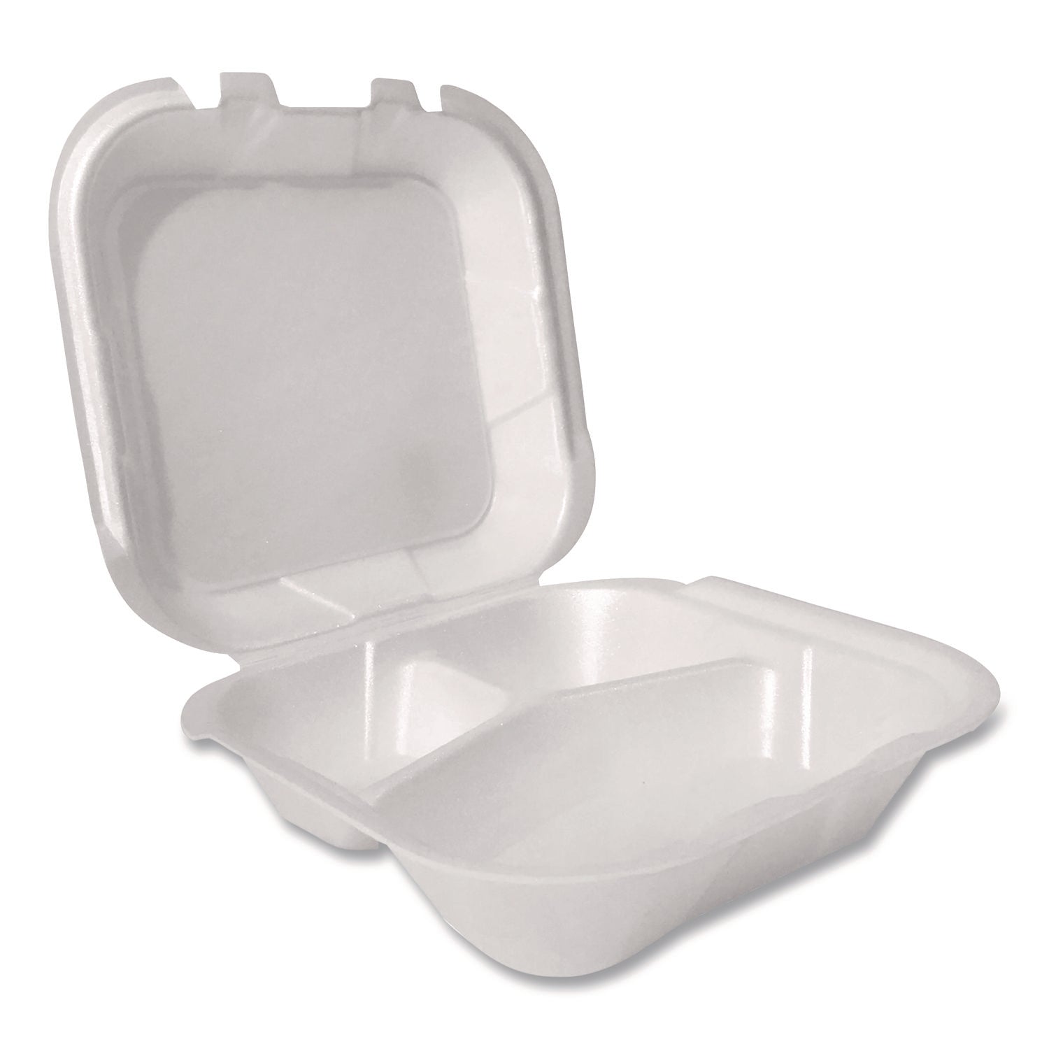 Plastifar Foam Hinged Lid Containers, 3-Compartment, 8.56 x 8 x 2.76, White, Foam, 200/Carton