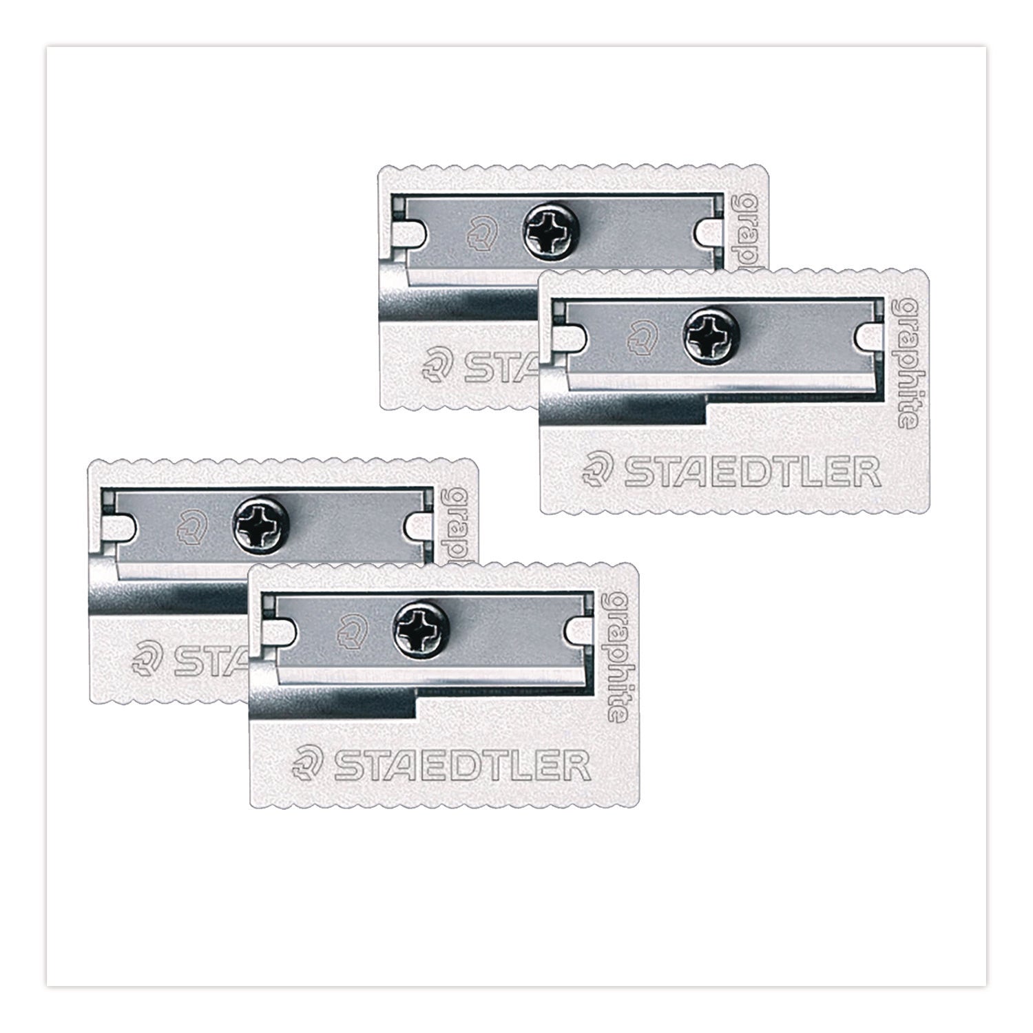 Staedtler® Handheld Manual Pencil Sharpener, 2.95 x 4.72 x 0.79, Gray/Silver, 4/Pack