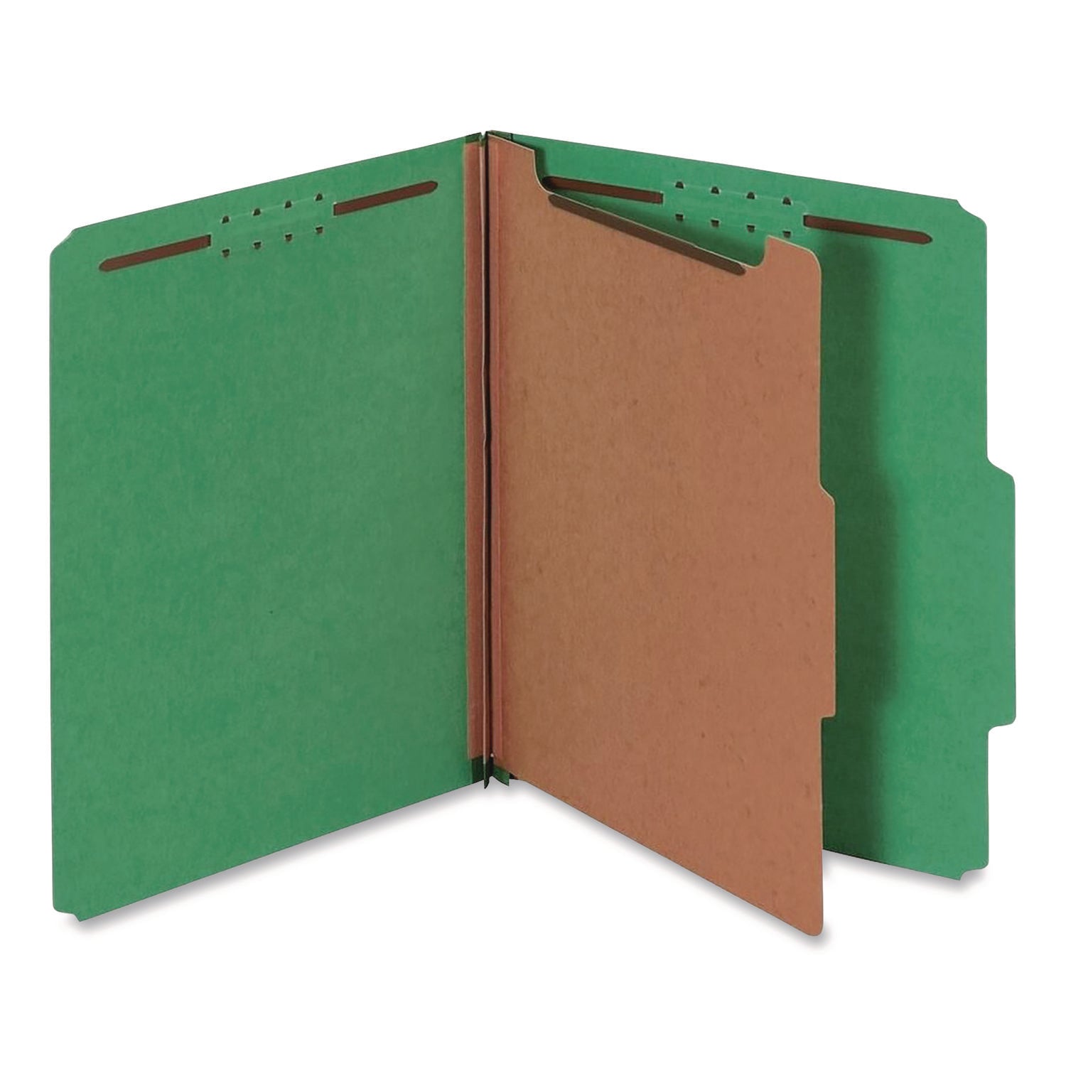 Pendaflex® Colored Pressboard Top Tab Classification Folders, 1.75" Expansion, 1 Divider, 4 Fasteners, Letter Size, Dark Green, 10/Box