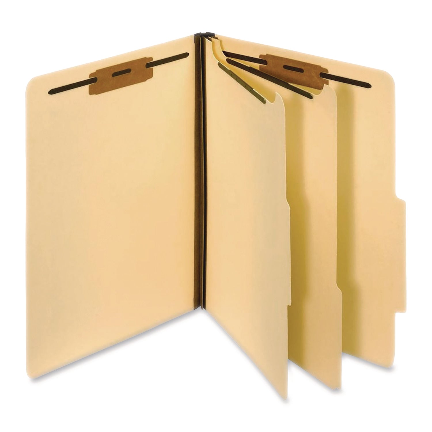 Pendaflex® Manila Top Tab Classification Folders, 1.75" Expansion, 2 Dividers, 6 Fasteners, Letter Size, Manila Exterior, 10/Box