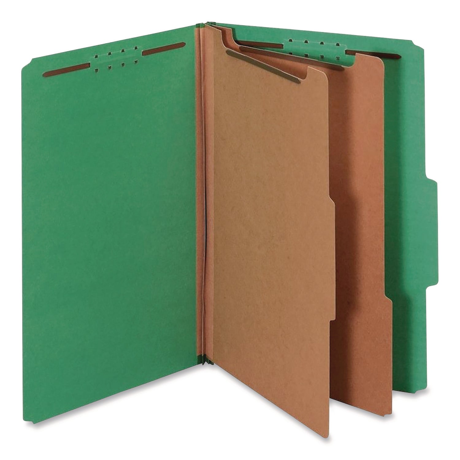 Pendaflex® Colored Pressboard Top Tab Classification Folders, 2.5" Expansion, 2 Dividers, 6 Fasteners, Legal Size, Dark Green, 10/Box