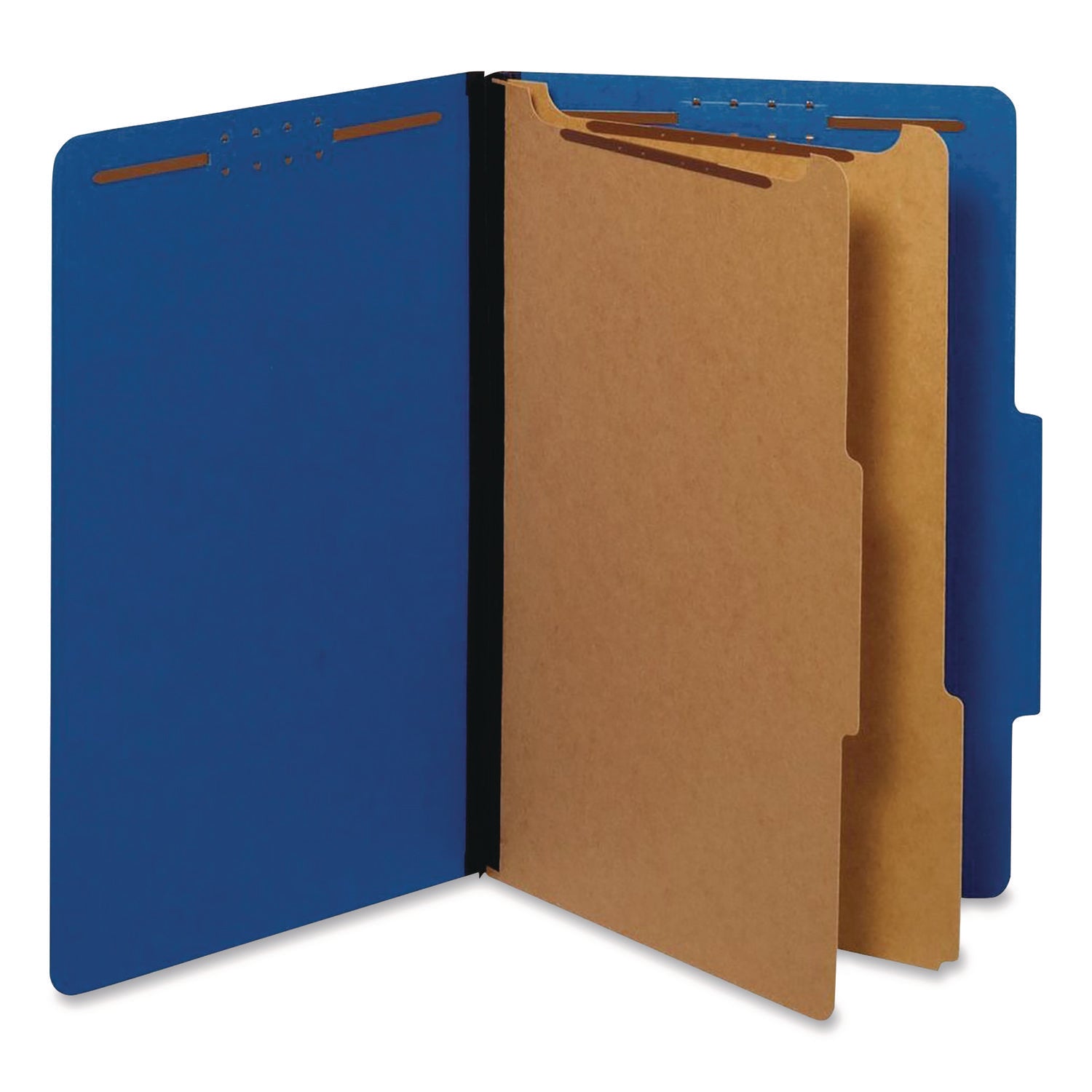 Pendaflex® Colored Pressboard Top Tab Classification Folders, 2.5" Expansion, 2 Dividers, 6 Fasteners, Legal Size, Dark Blue, 10/Box