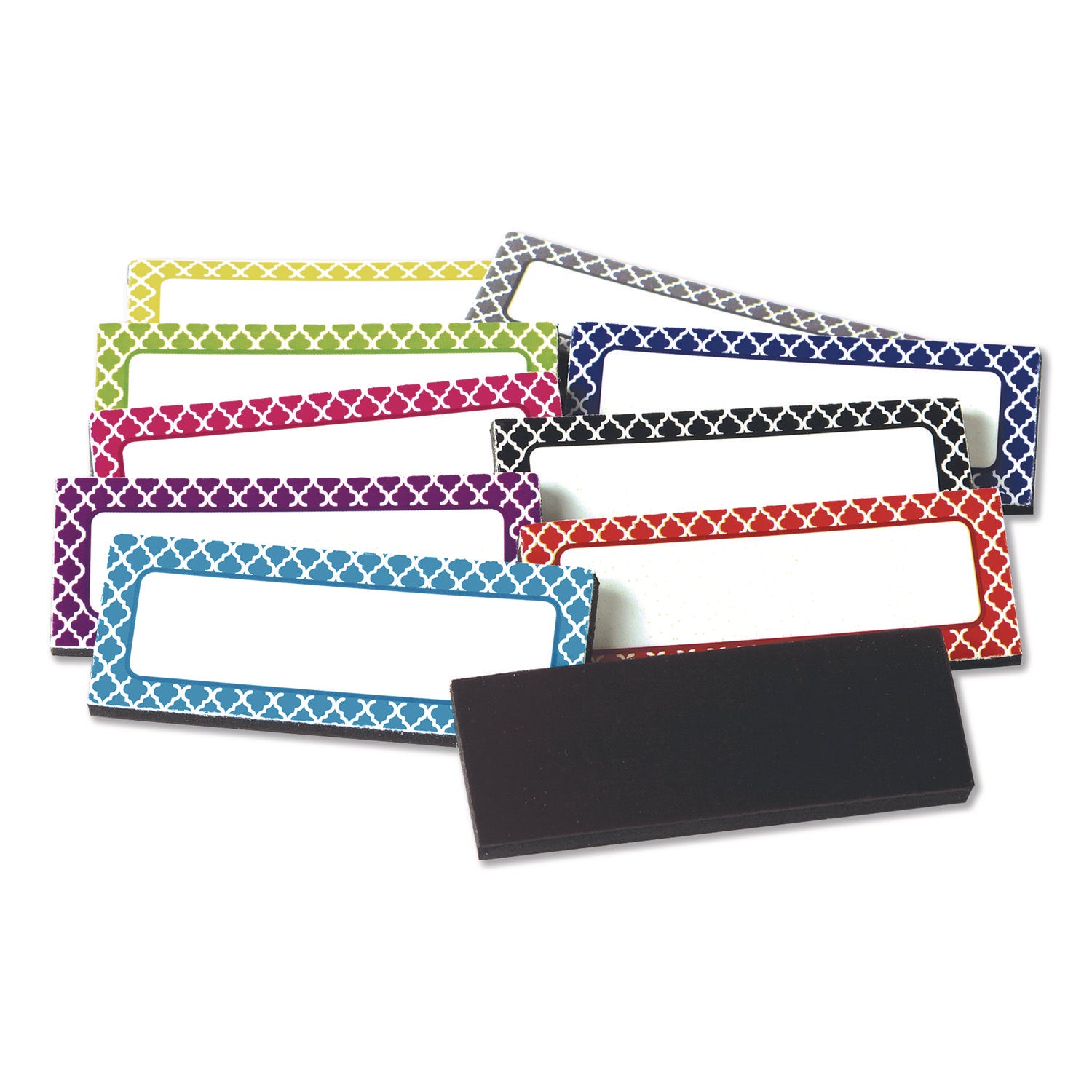 Teacher Created Resources Moroccan Magnetic Labels, 10 Assorted Colors, 2.5" x 1", 30/Pack