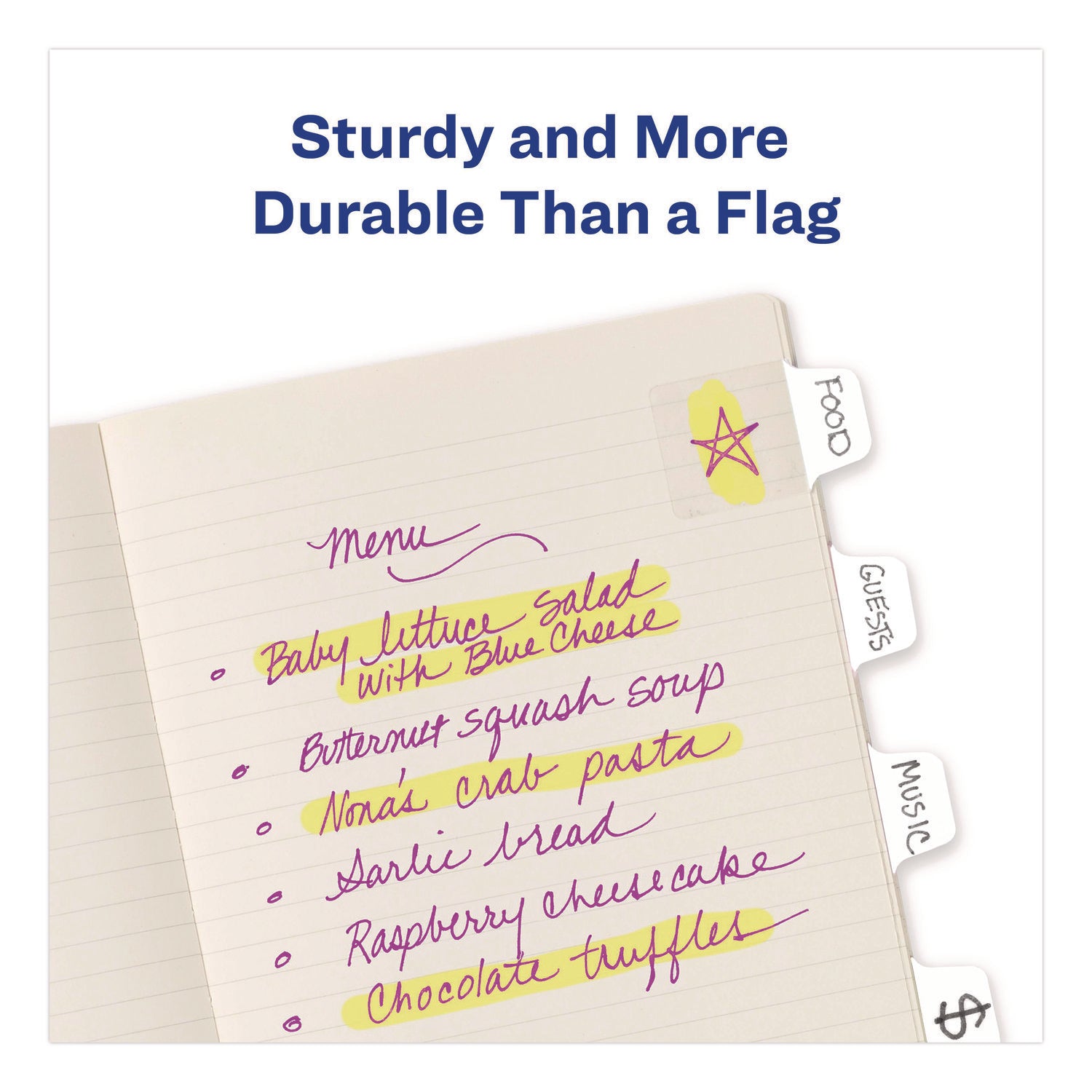 Avery® Ultra Tabs Repositionable Tabs, 1/10-Cut, 1" Wide, White, 40/Pack