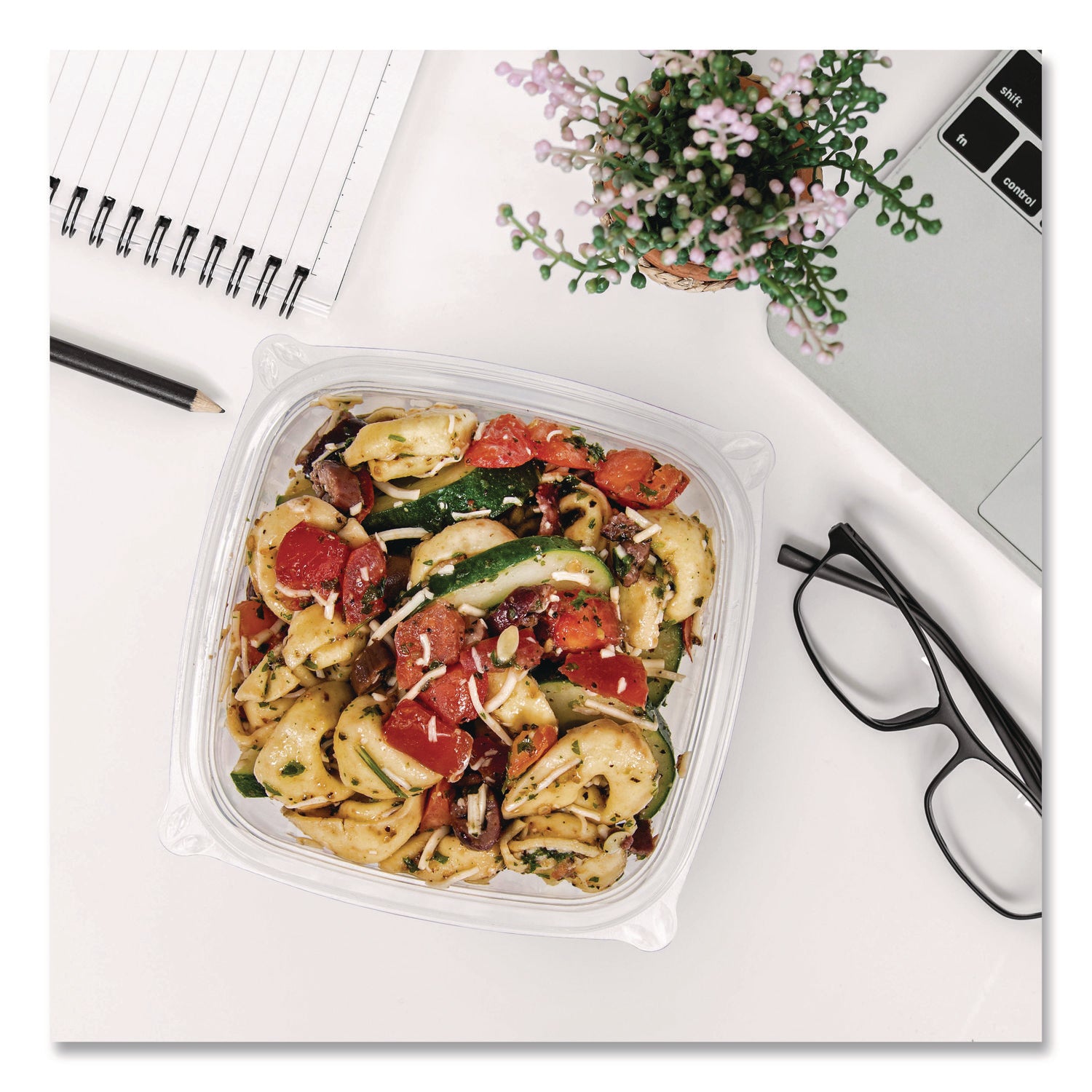 Dart® Square Plastic Bowls, 12 oz, 8.5 x 8.5 x 2.64, Clear, Plastic, 63 Bowls/Sleeve, 8 Sleeves/Carton