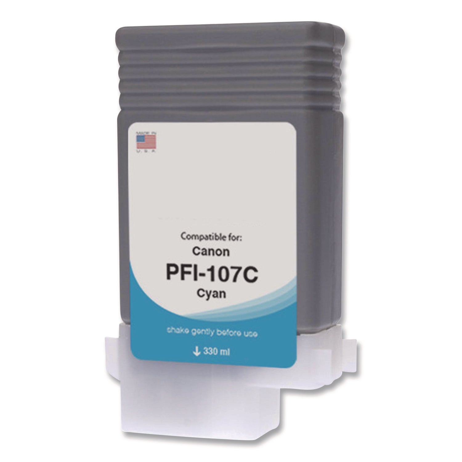 Innovera® Compatible Cyan Ink, Replacement for PFI-107 (6706B001AA), 130 mL