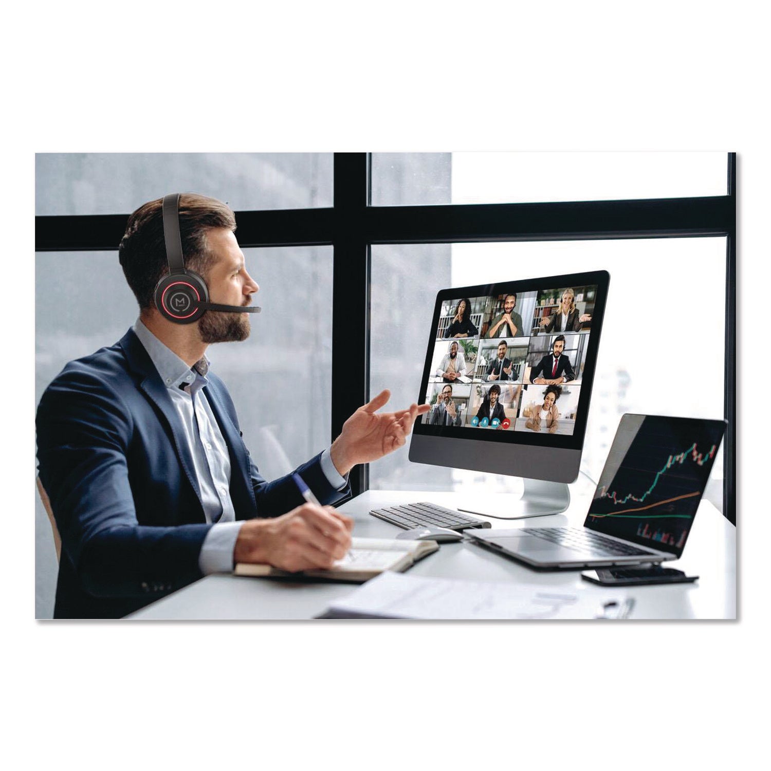 Morpheus 360® Sanctuary Wireless Noise Canceling UC Headset with Boom Mic HS6750ANC, Binaural, Over the Head Headset