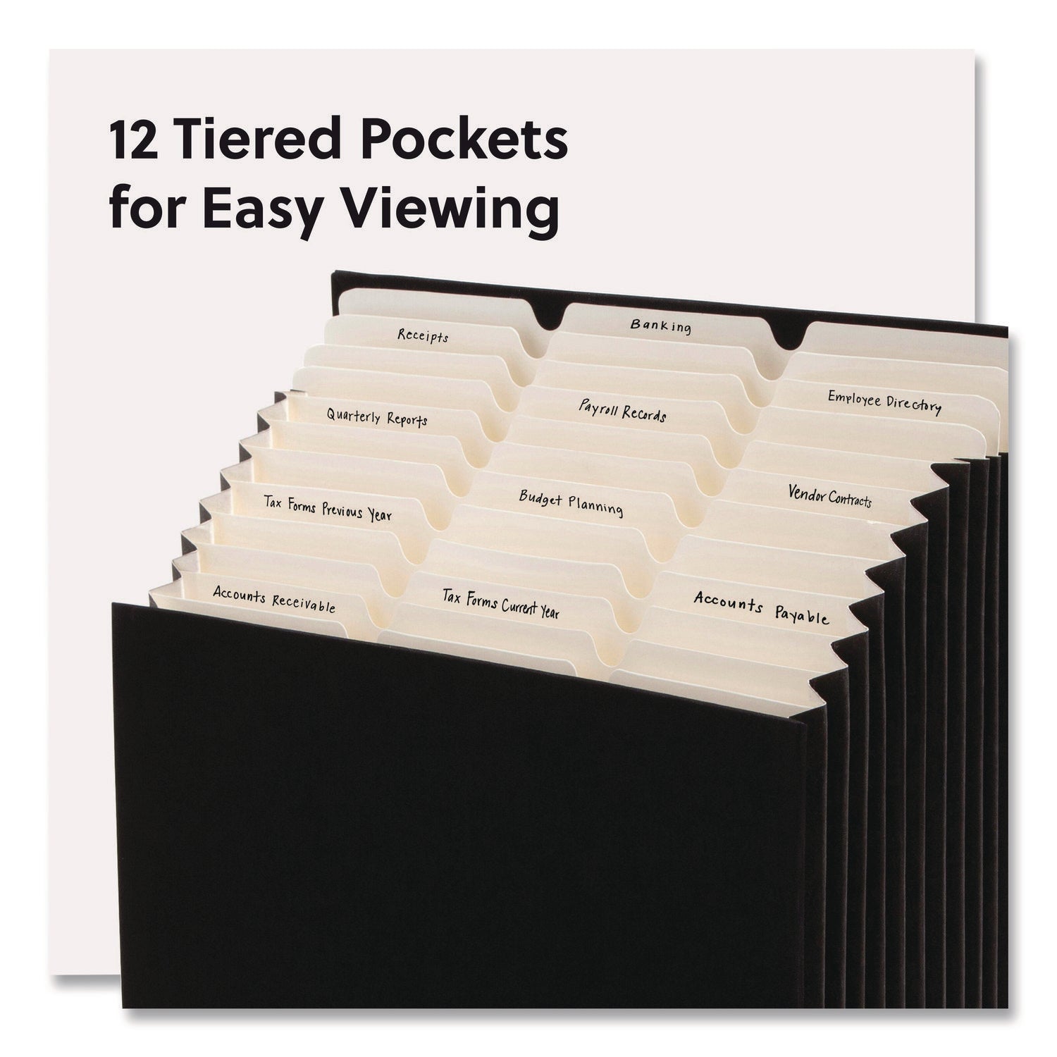 Smead Stadium File, 10.5" Expansion, 12 Sections, 1/3-Cut Tabs, Letter Size, Charcoal