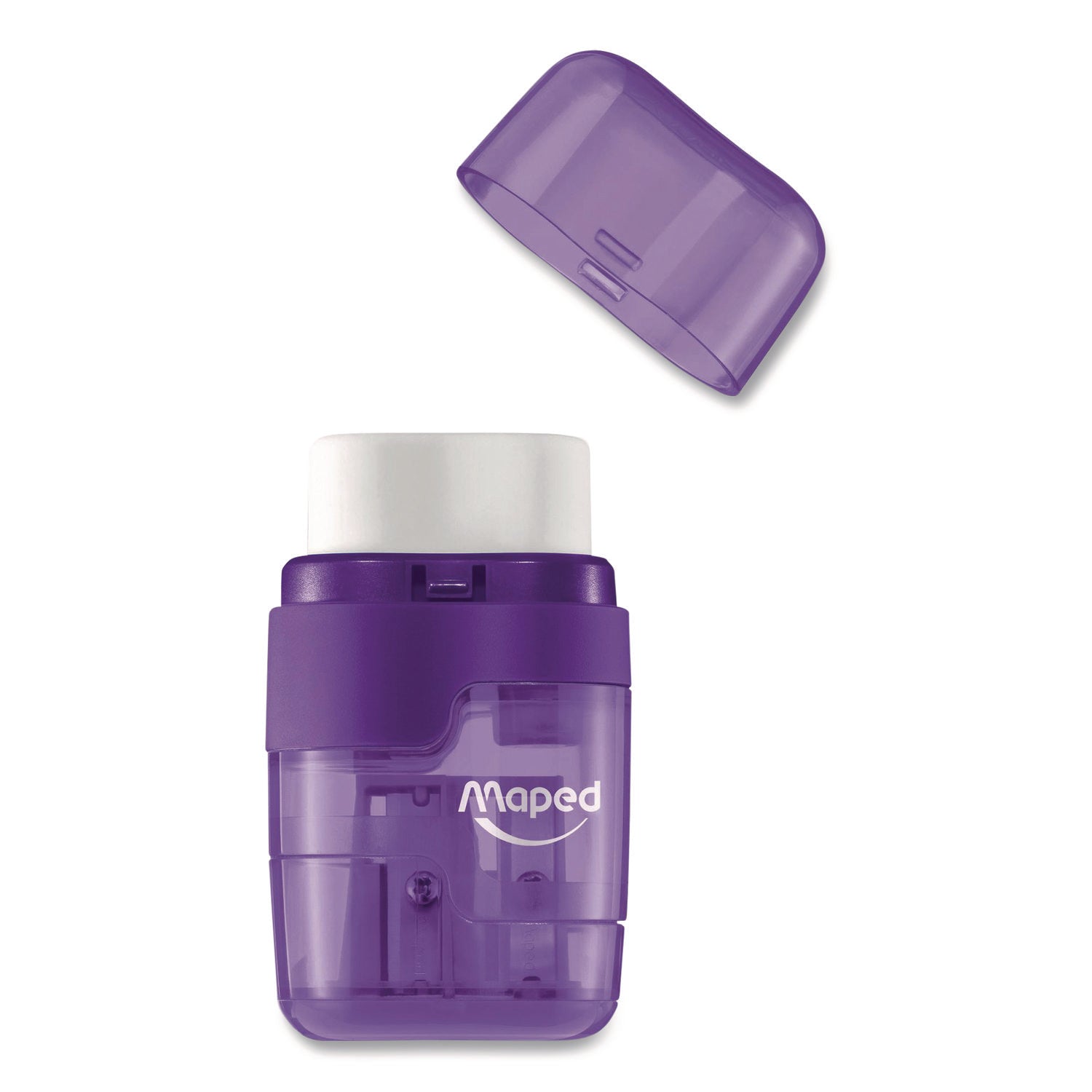 Maped Helix DUO 2-Hole Canister Pencil Sharpener/Eraser Combo, 3.74 x 1.08 x 4.92, Randomly Assorted Colors